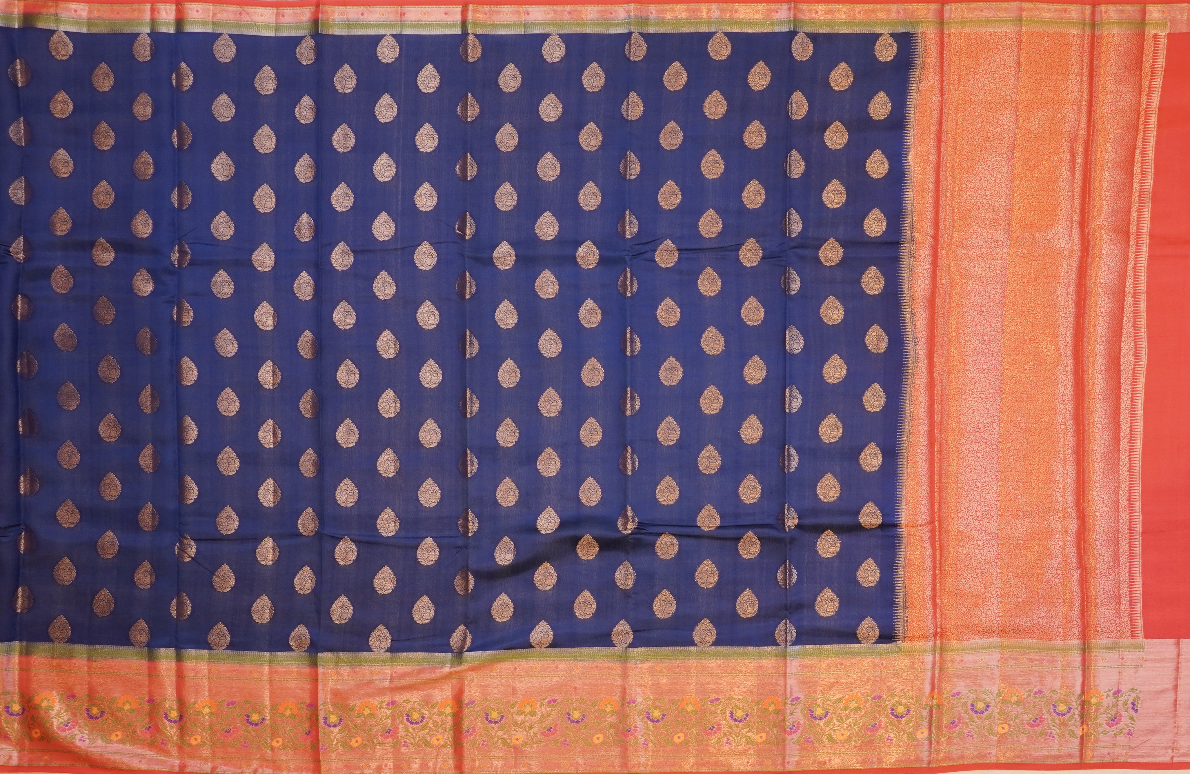 JSB- 8814 | Peacock Blue Pure Dupiyana Silk Saree