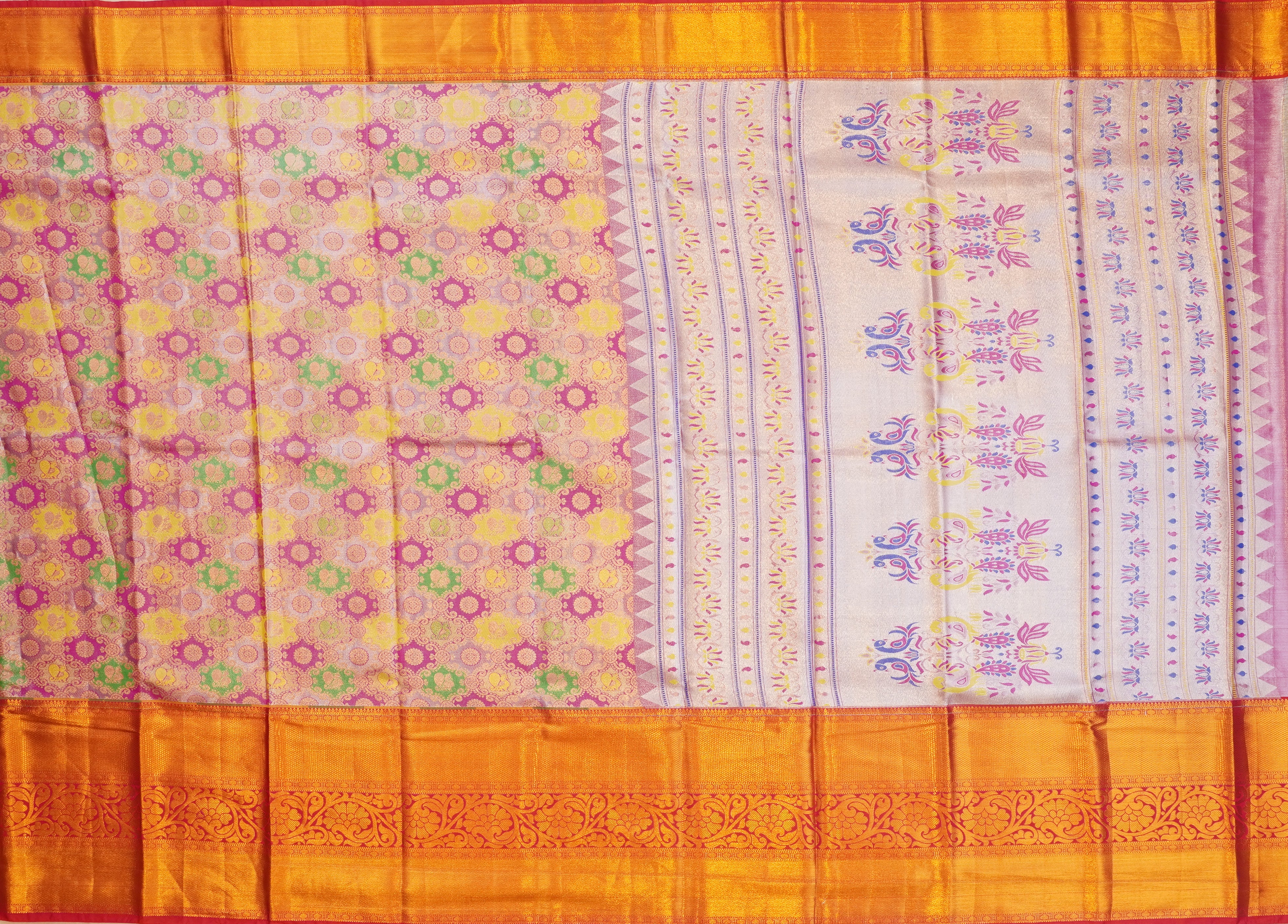 JSB- 8829 | Pink Kanchi Tissue Pattu Saree