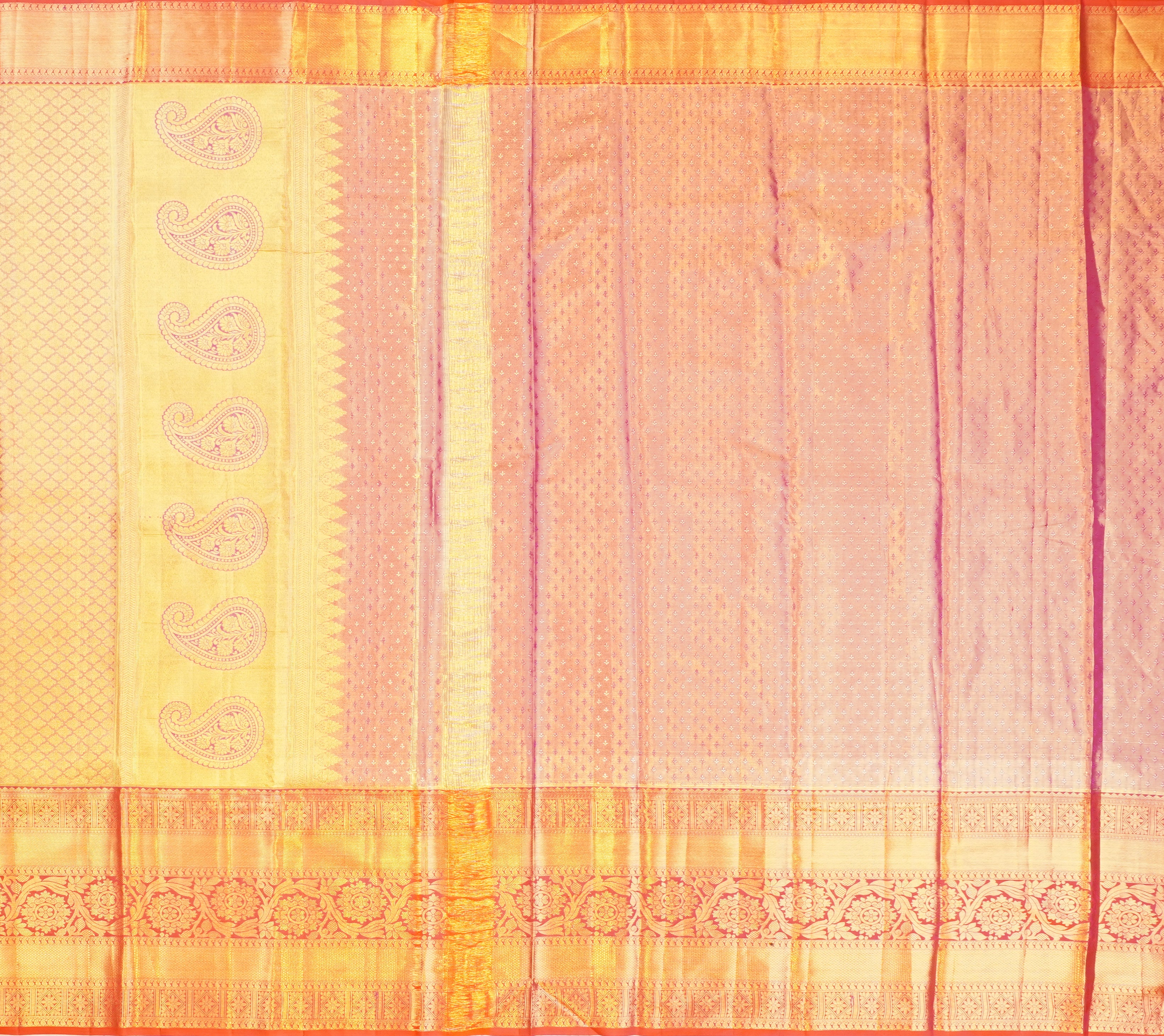 JSB- 9065 | Green & Pink Pure Kanchi Tissue Pattu Saree