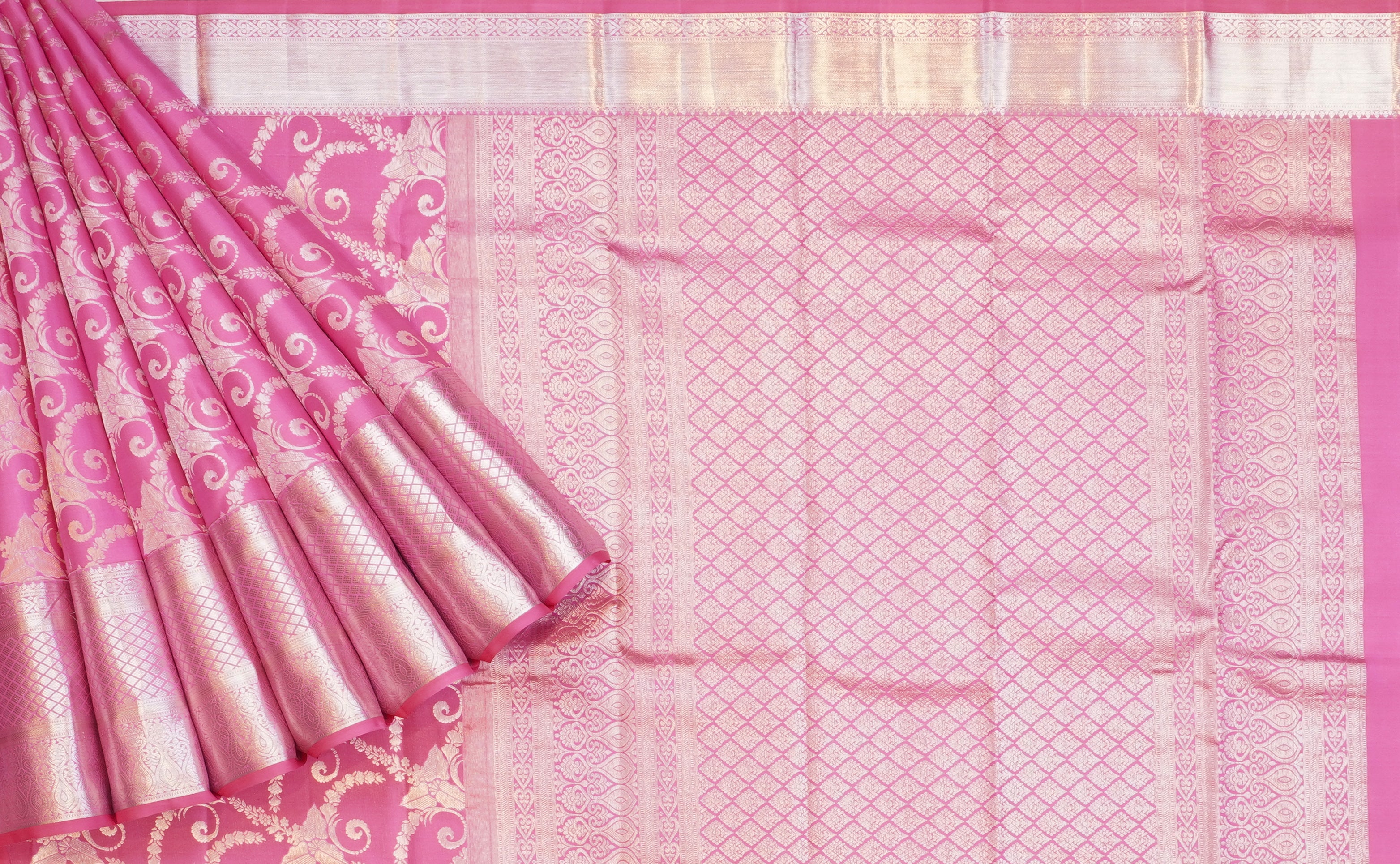 JSB- 9103 | Pink Pure Kanchi Kalakshetra Pattu Saree