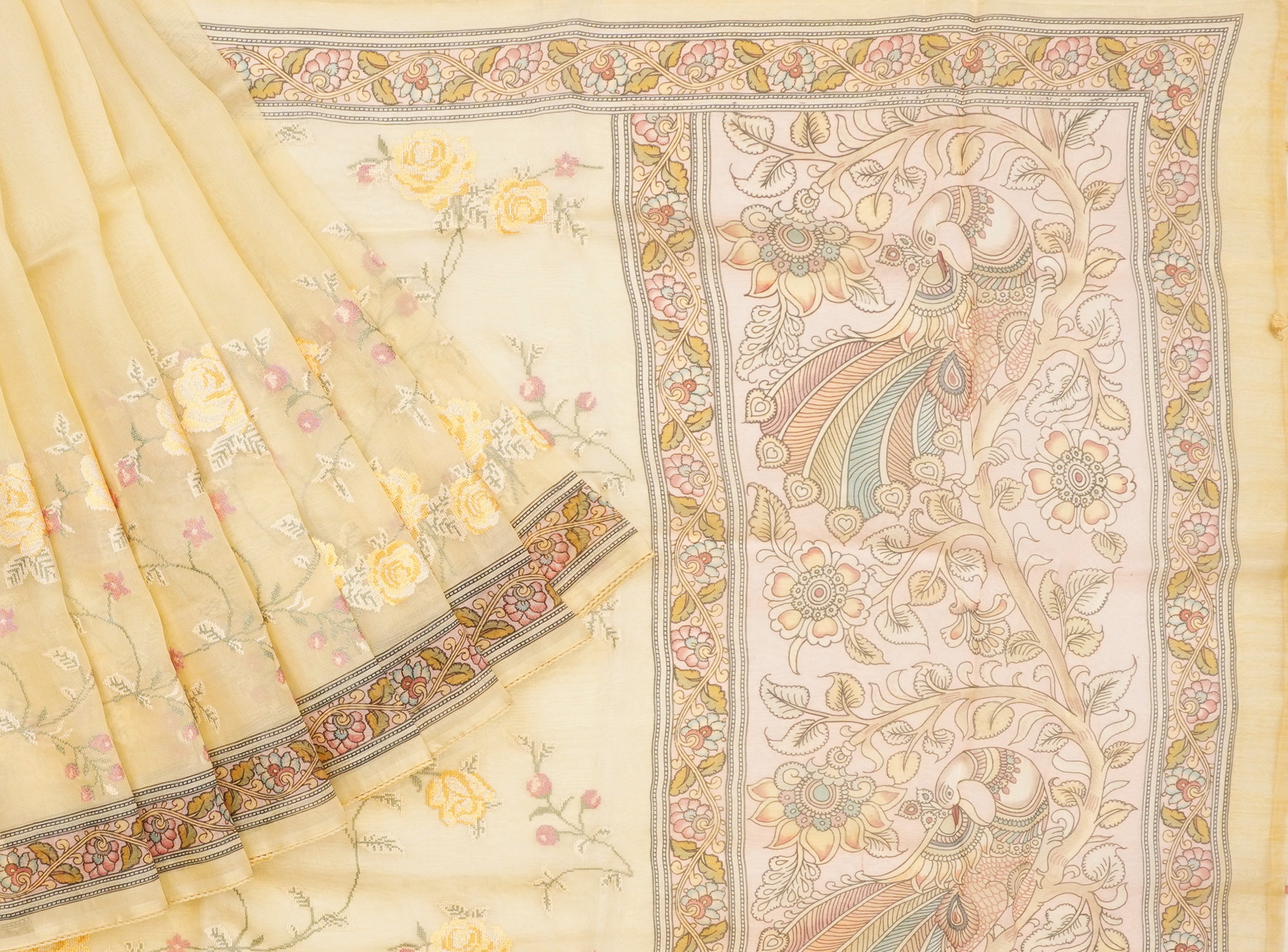 JSB- 9129 | Tan Pure Kora Silk Saree