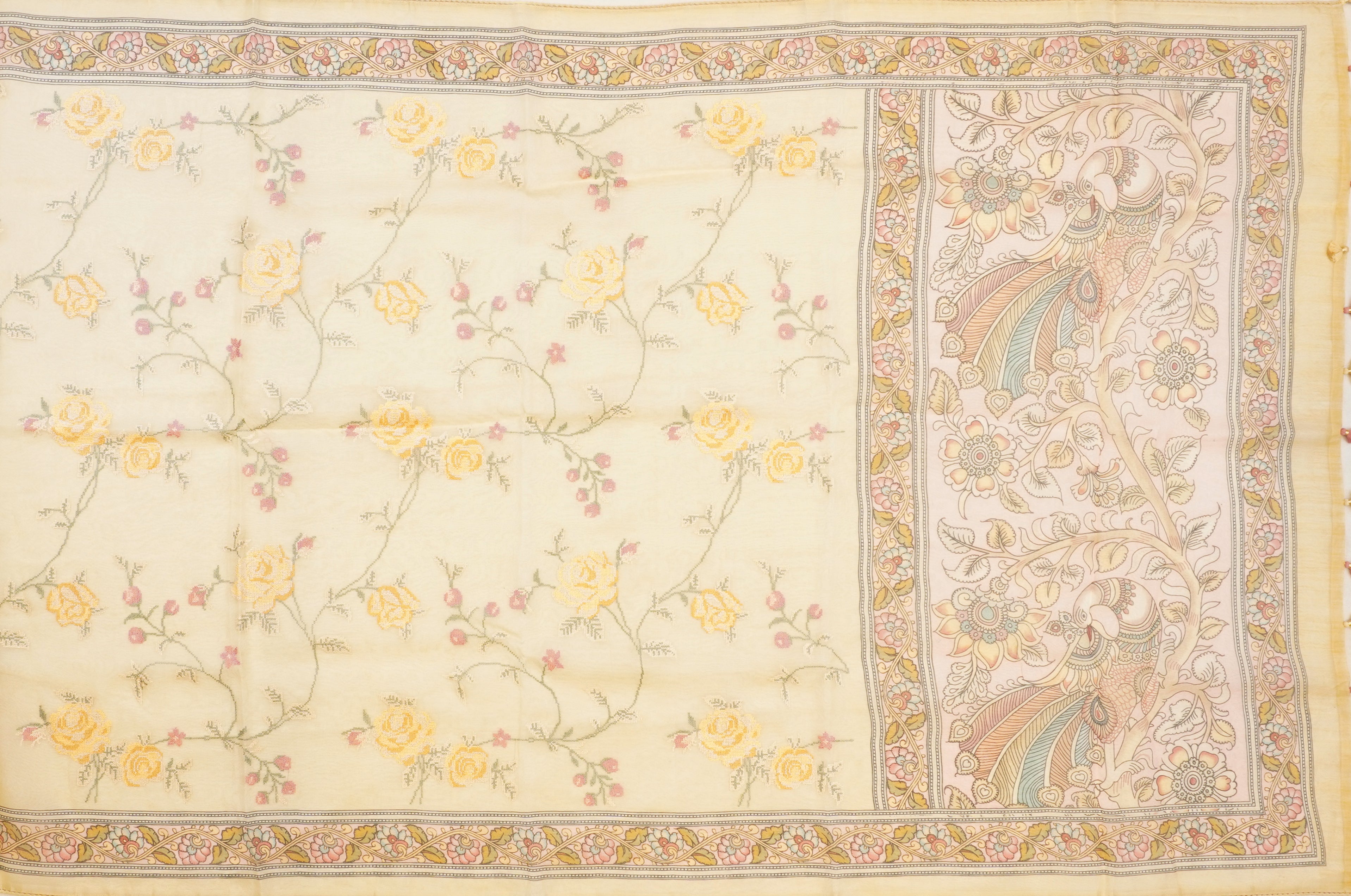 JSB- 9129 | Tan Pure Kora Silk Saree