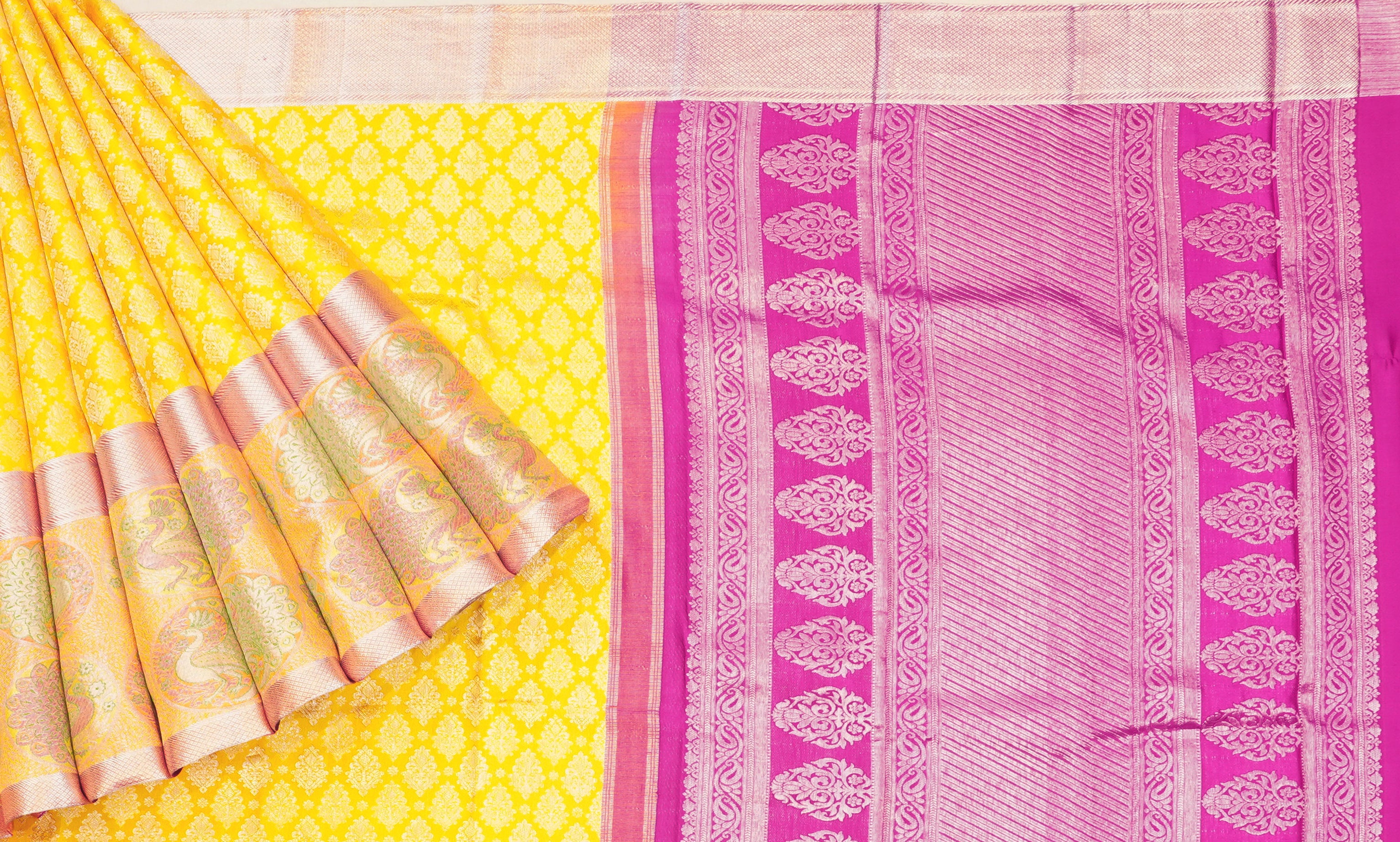 JAS -34 | Yellow Pure Kanchi Kalakshetra Pattu | Weavers Special Discount Saree