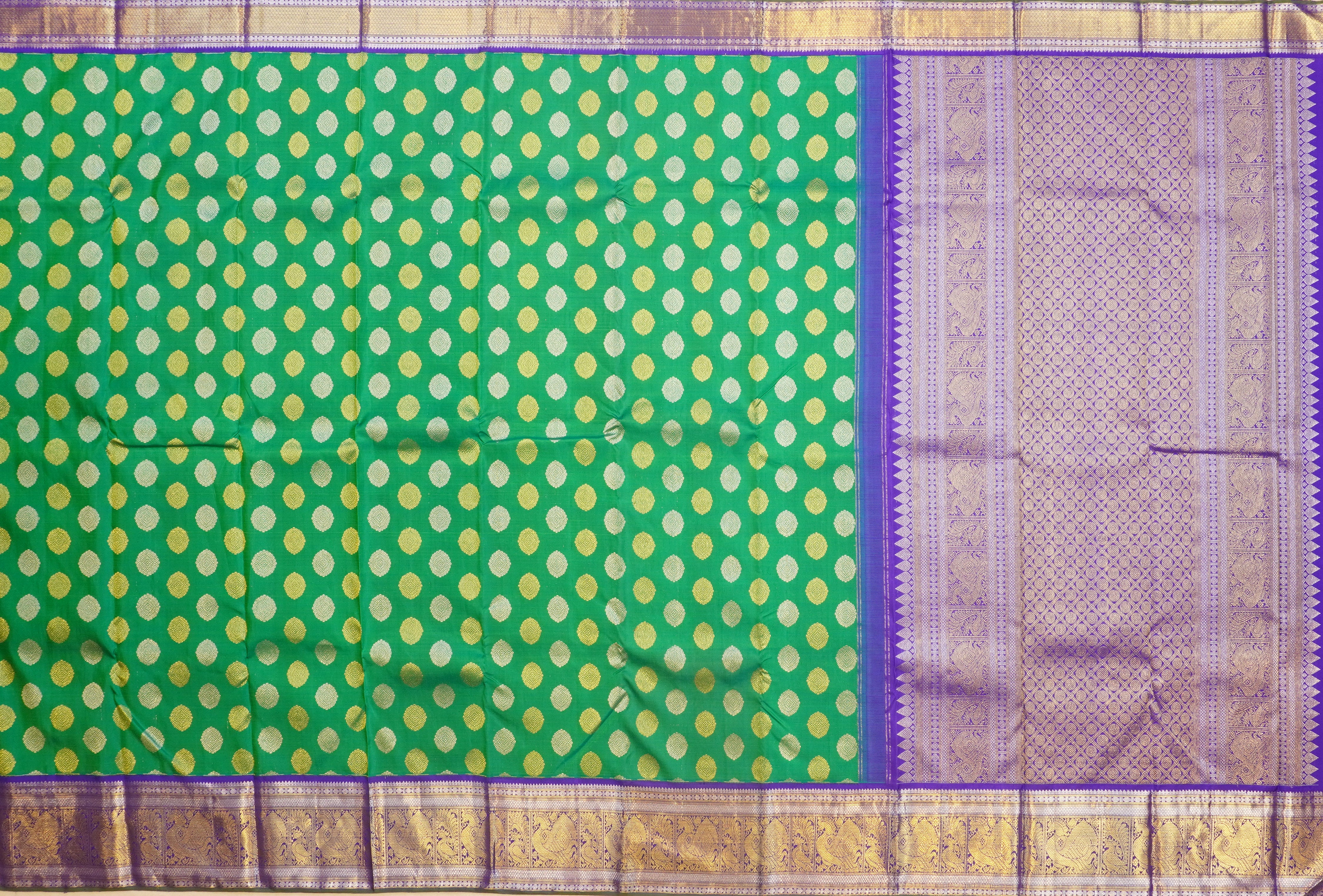 JAS -42 | Green Pure Kanchi Kalakshetra Pattu | Weavers Special Discount Saree