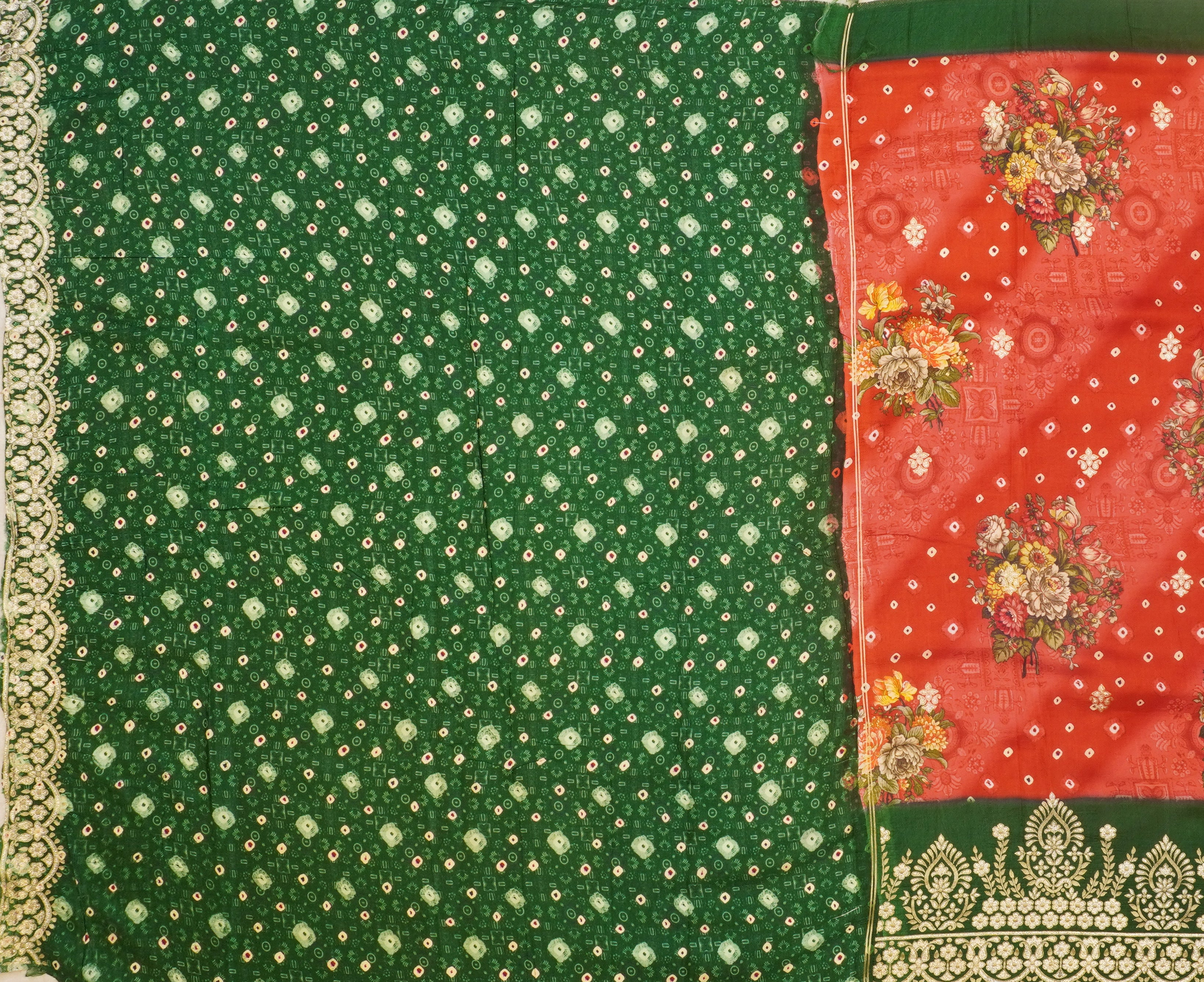 JAS -138 | Red & Green Banaras Dola Silk | Weavers Special Discount Saree