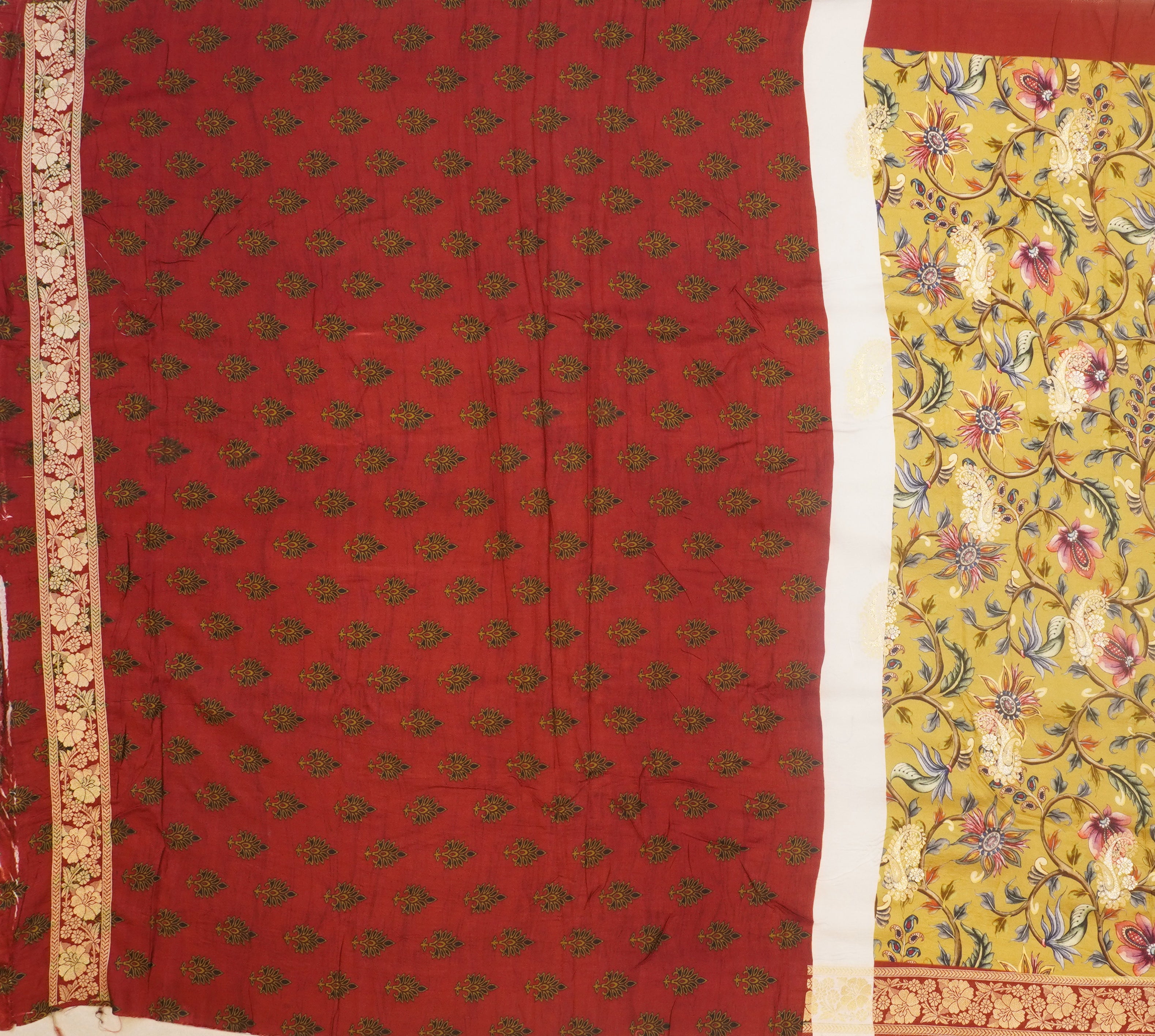 JAS -134 | Khaki & Maroon Banaras Dola Silk | Weavers Special Discount Saree