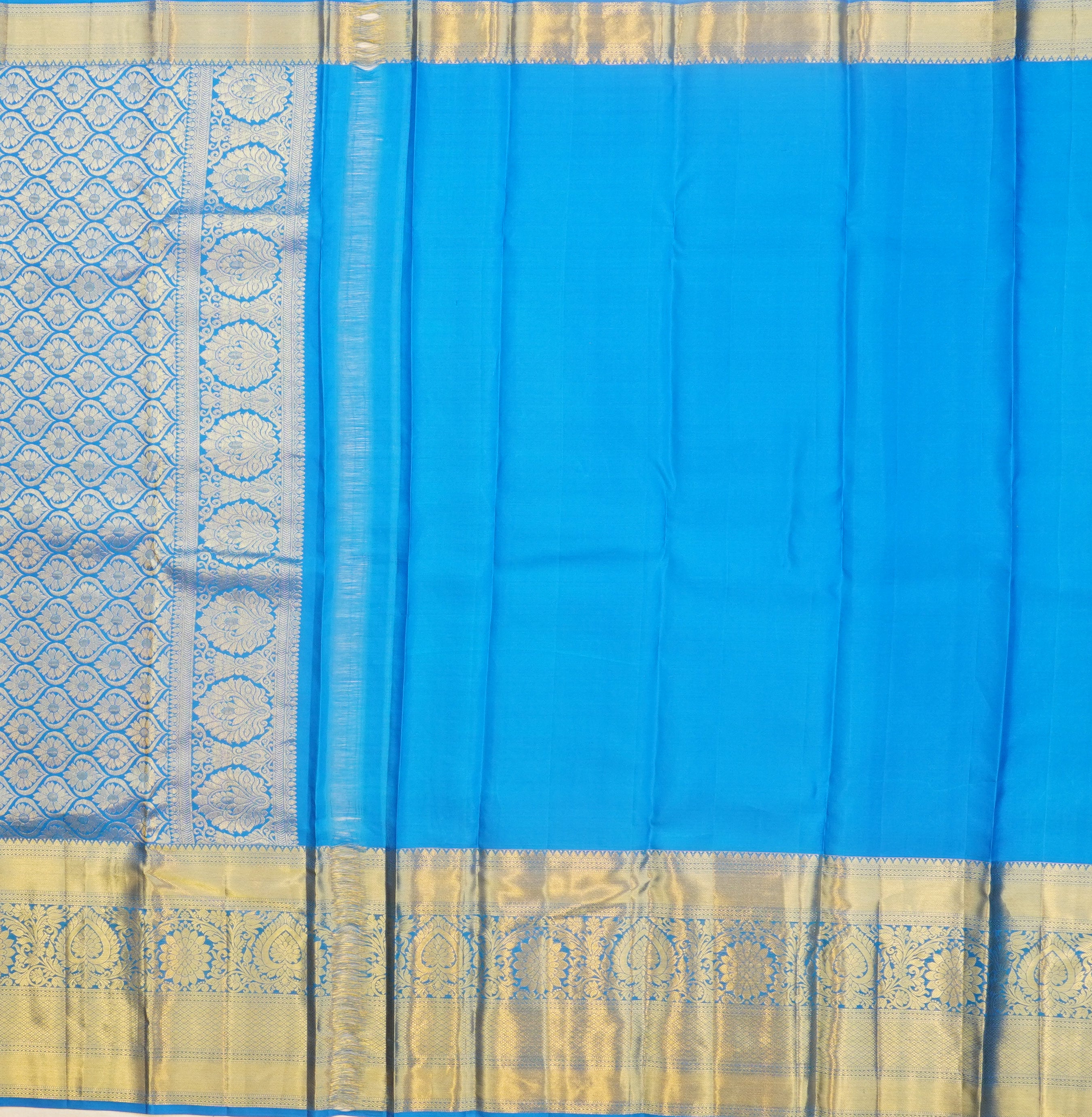 JSB- 9327 | Olive & Blue Pure Kanchi Parinaya Pattu Saree