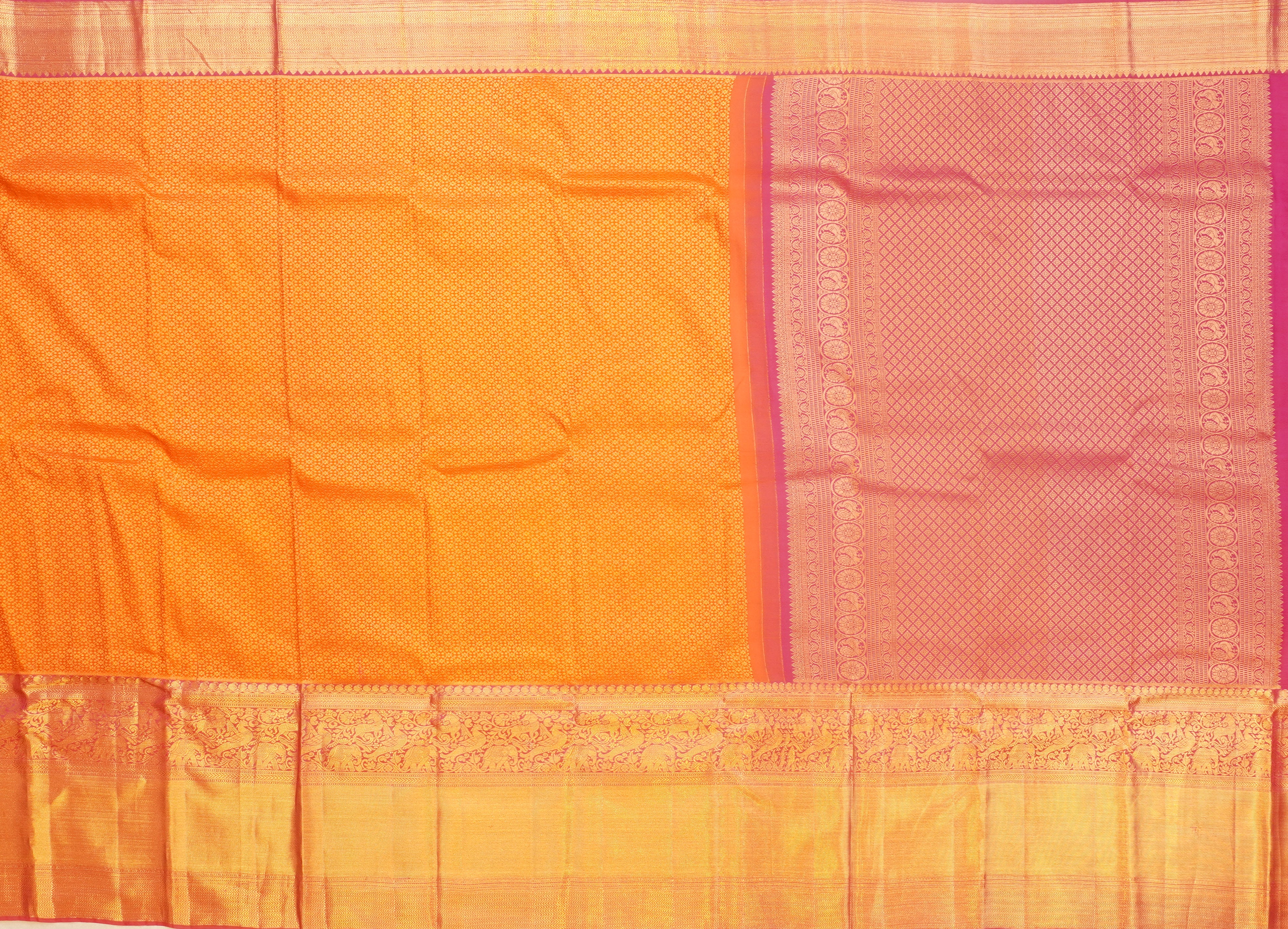 JSB- 9330 | Orange & Pink Pure Kanchi Parinaya Pattu Saree