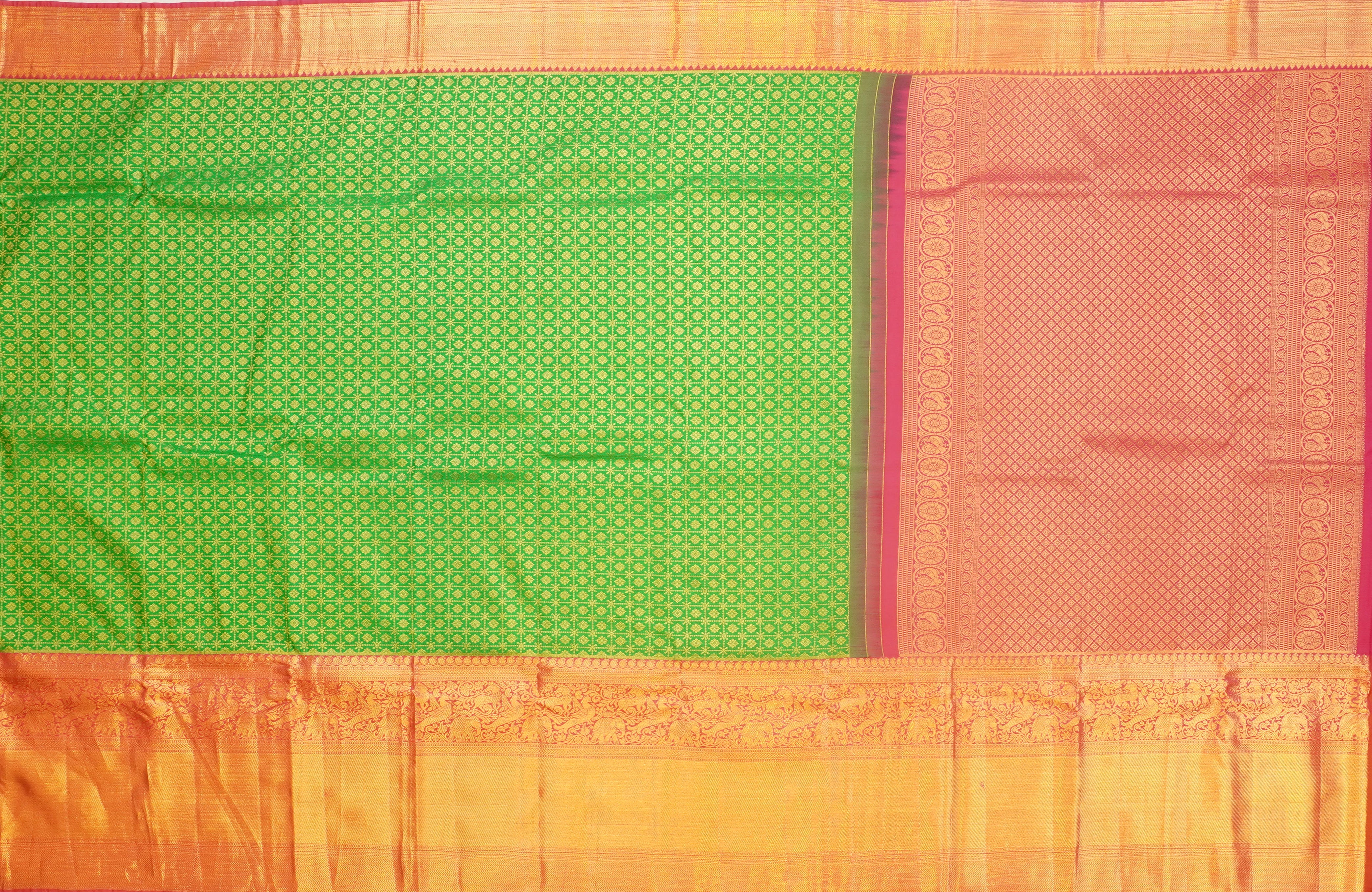 JSB- 9334 | Green & Pink Pure Kanchi Parinaya Pattu Saree