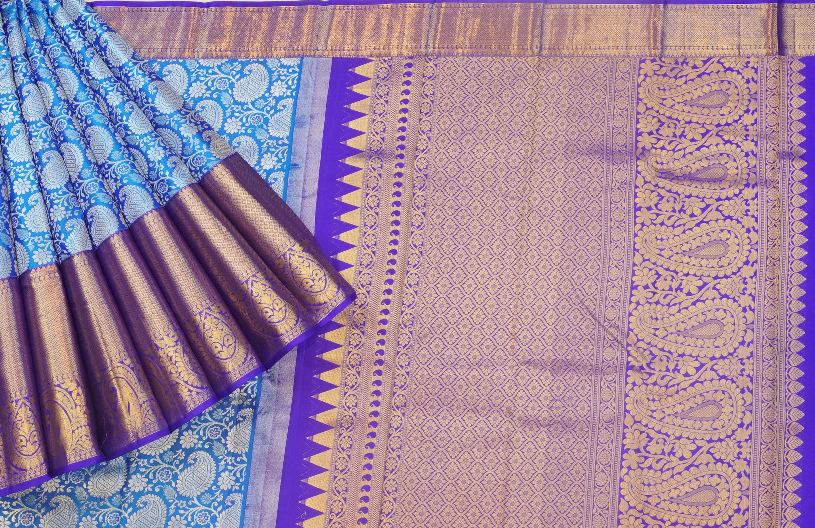 JSB- 9363 | Blue Pure Kanchi Kalakshetra Pattu Saree