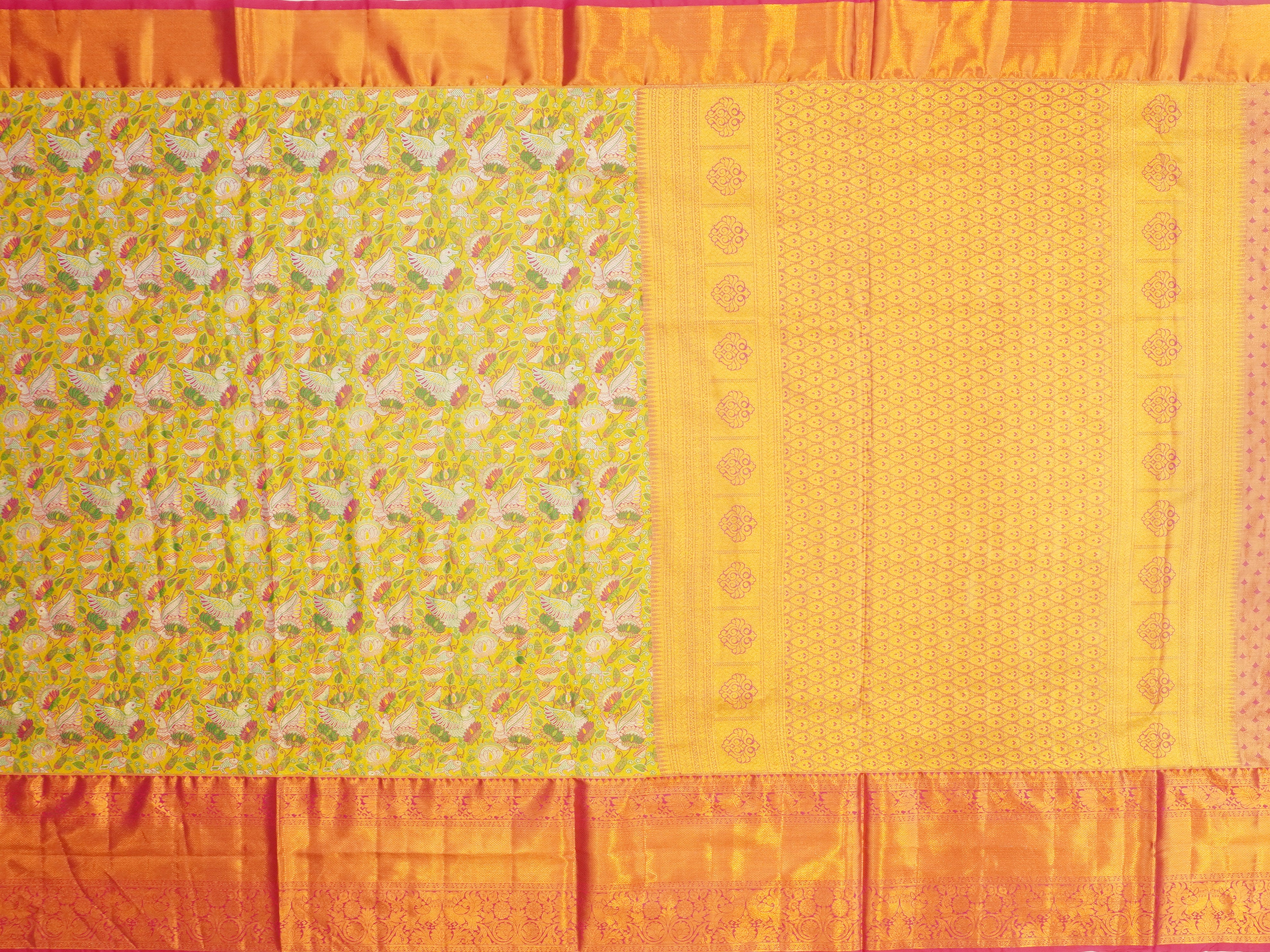JSB- 9403 | Mustard & Pink Jamdhani Tissue Pattu Saree
