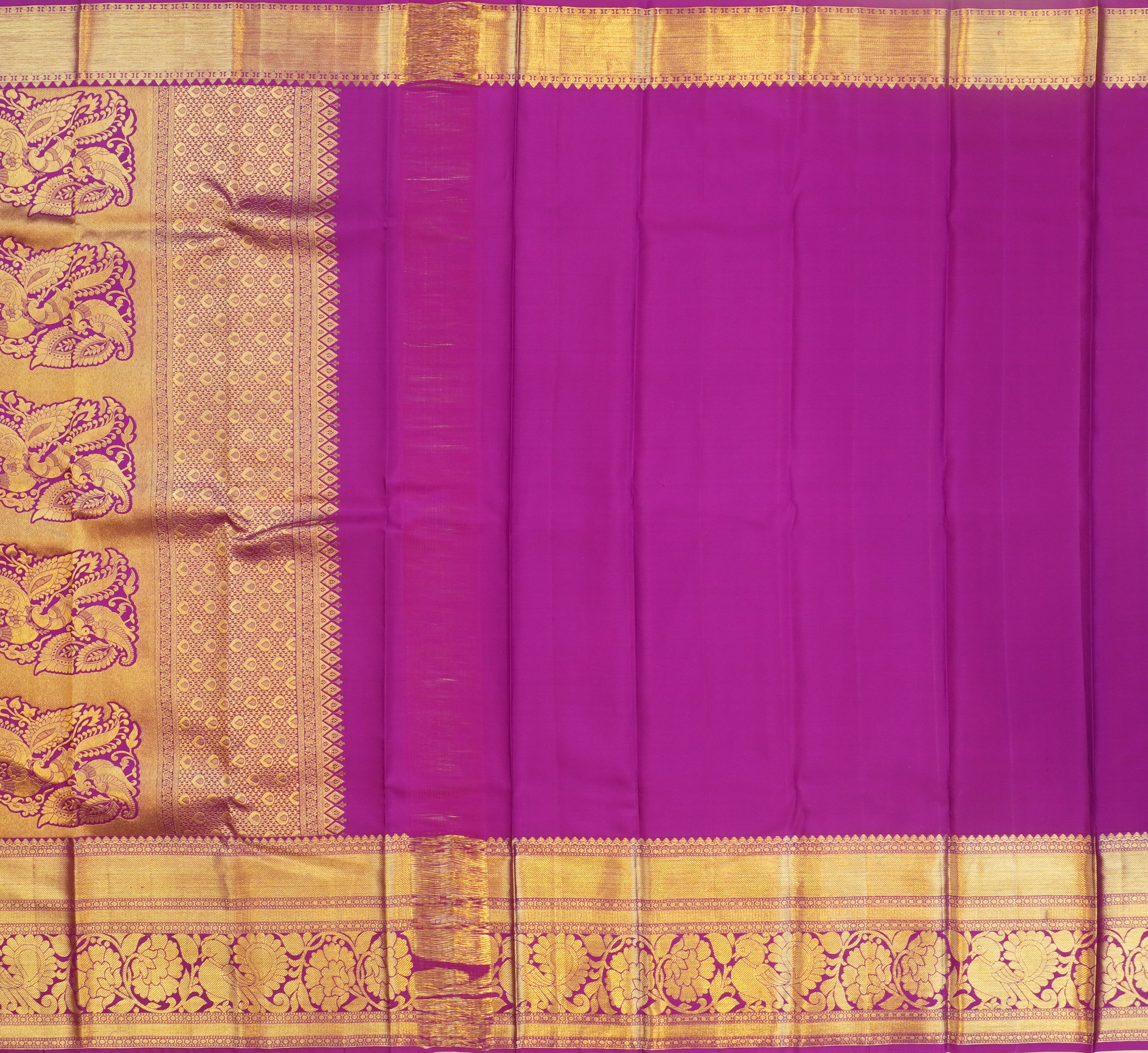 JSB- 9547 | Off White & Purple Kanchi Pattu Saree
