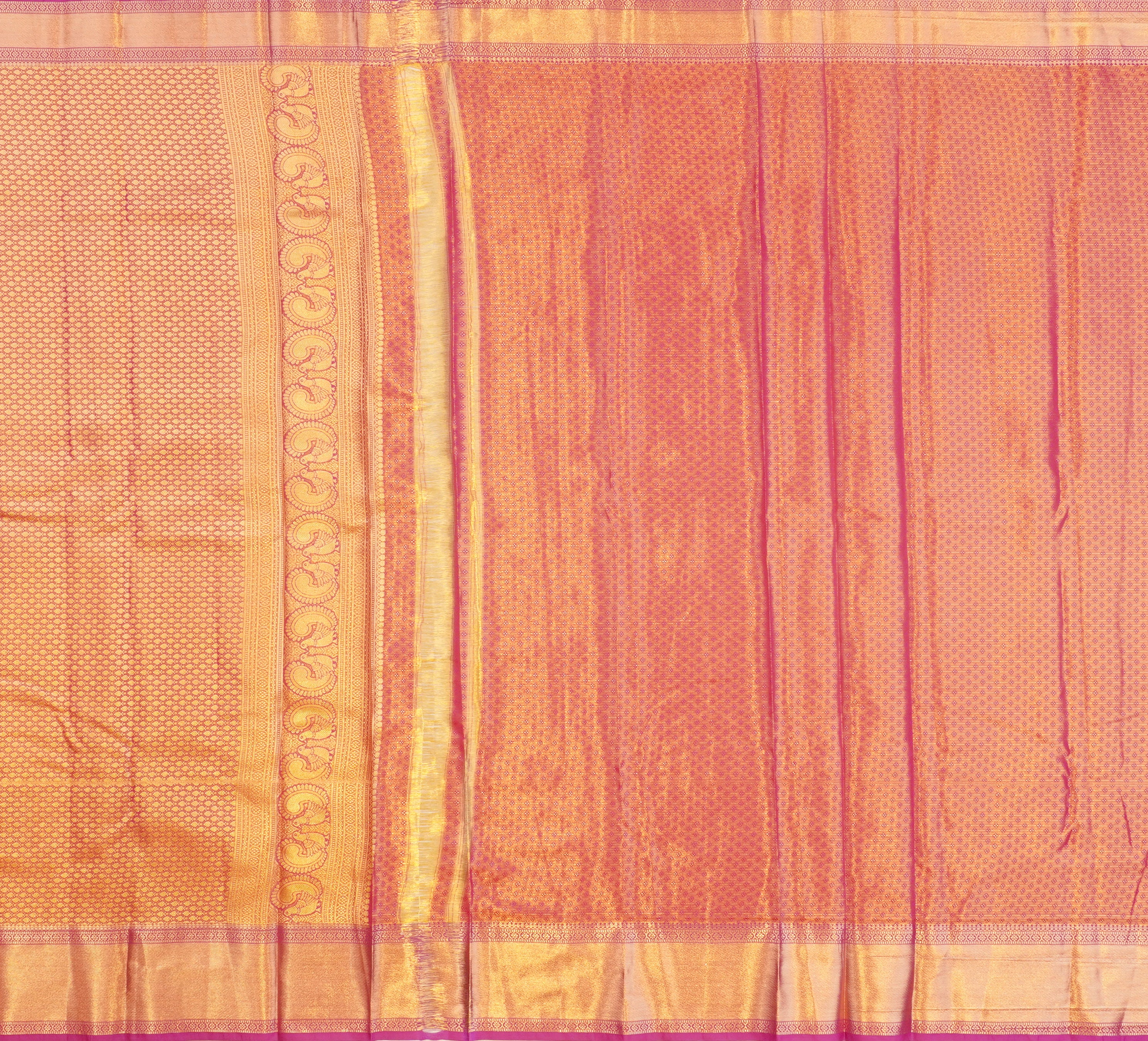 JSB- 9635 | Green & Pink Kanchi Tissue Pattu Saree