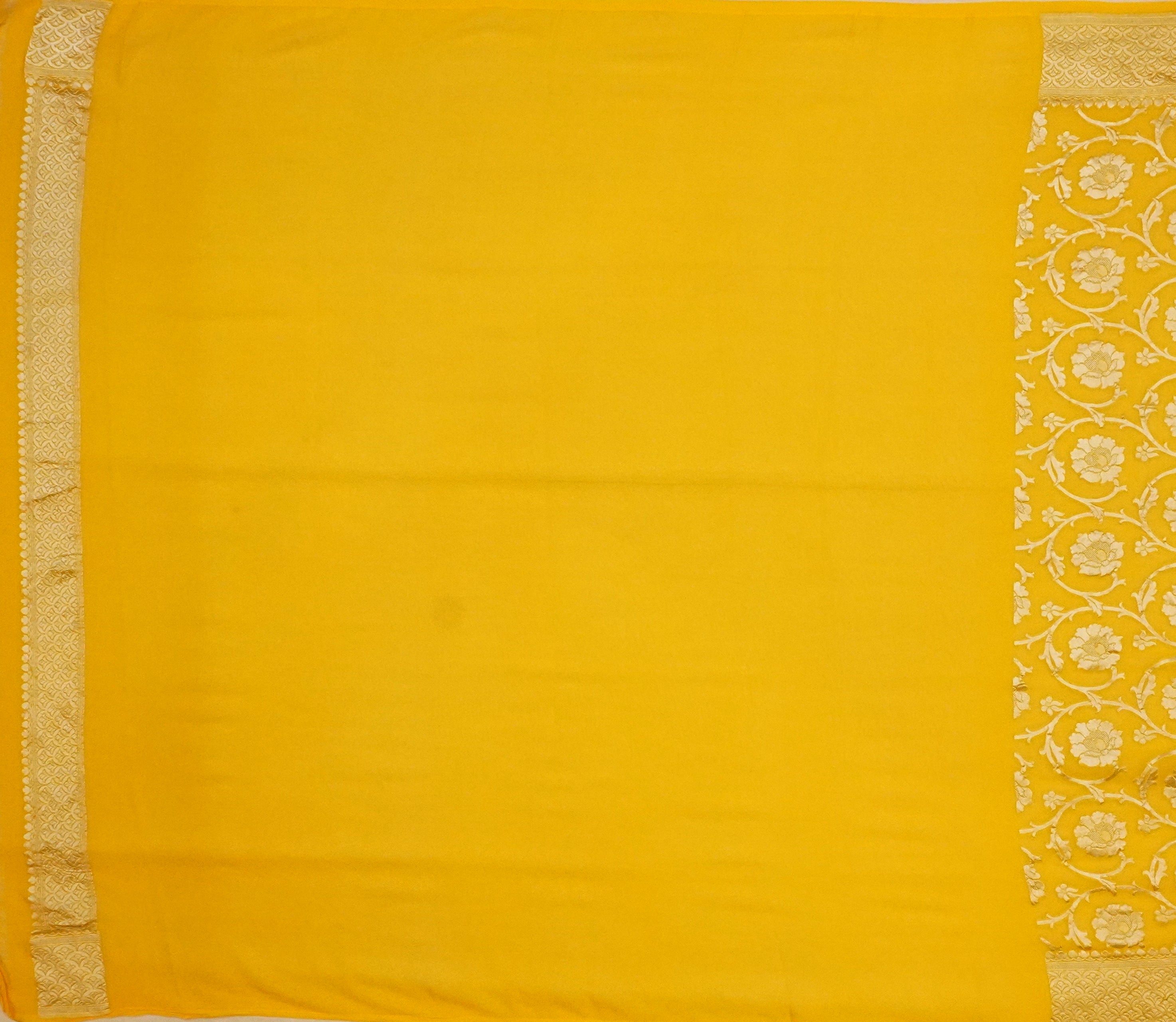 JSB- 10085 | Yellow Banaras Georgette Saree
