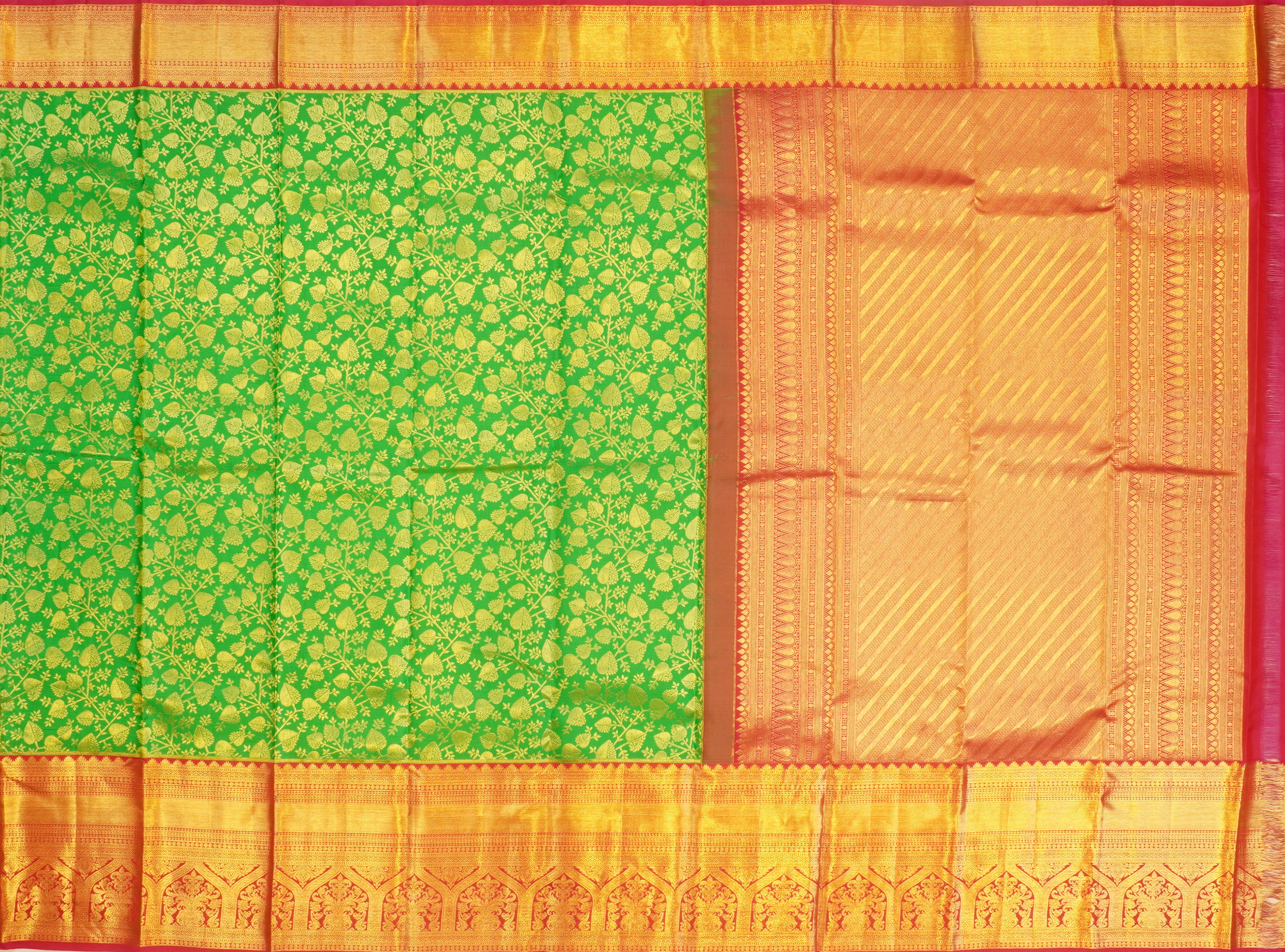 JSB- 9740 | Green & Pink Pure Kanchi Parinaya Pattu Saree