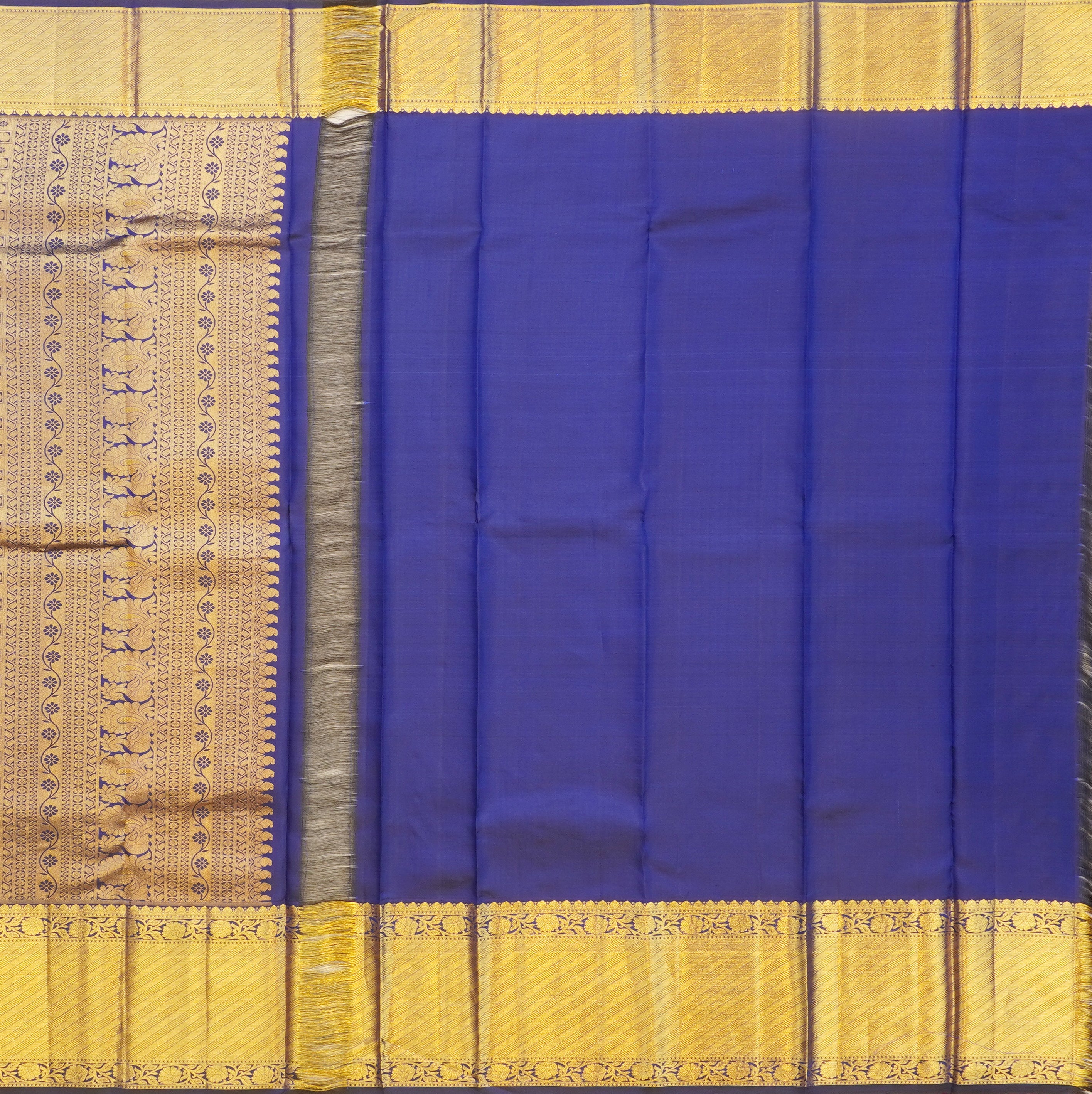 JSB- 9969 | Yellow & Navy Blue Kanchi Sampradaya Pattu Saree
