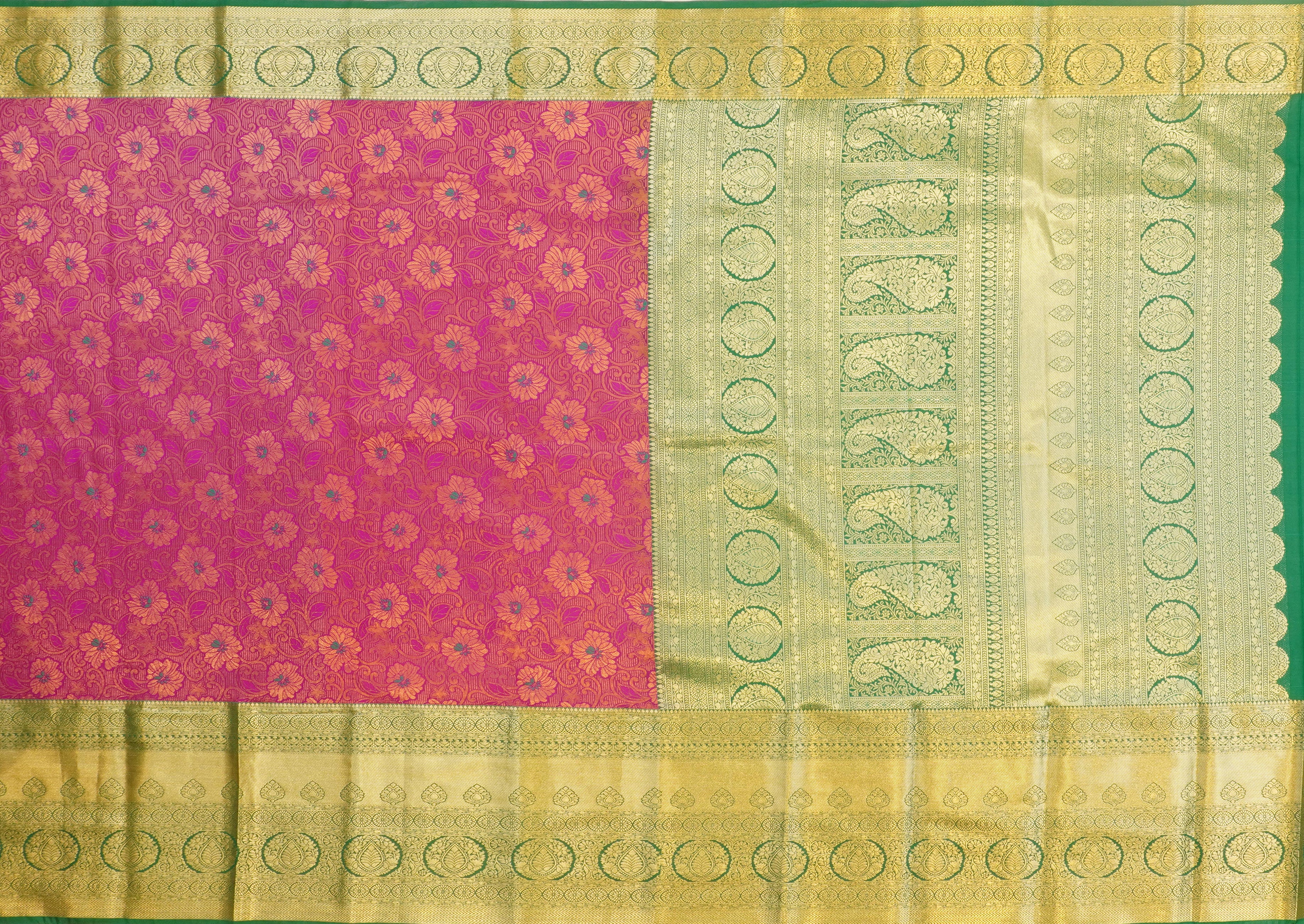 JSB- 9925 | Magenta & Green Kanchi Pattu Saree