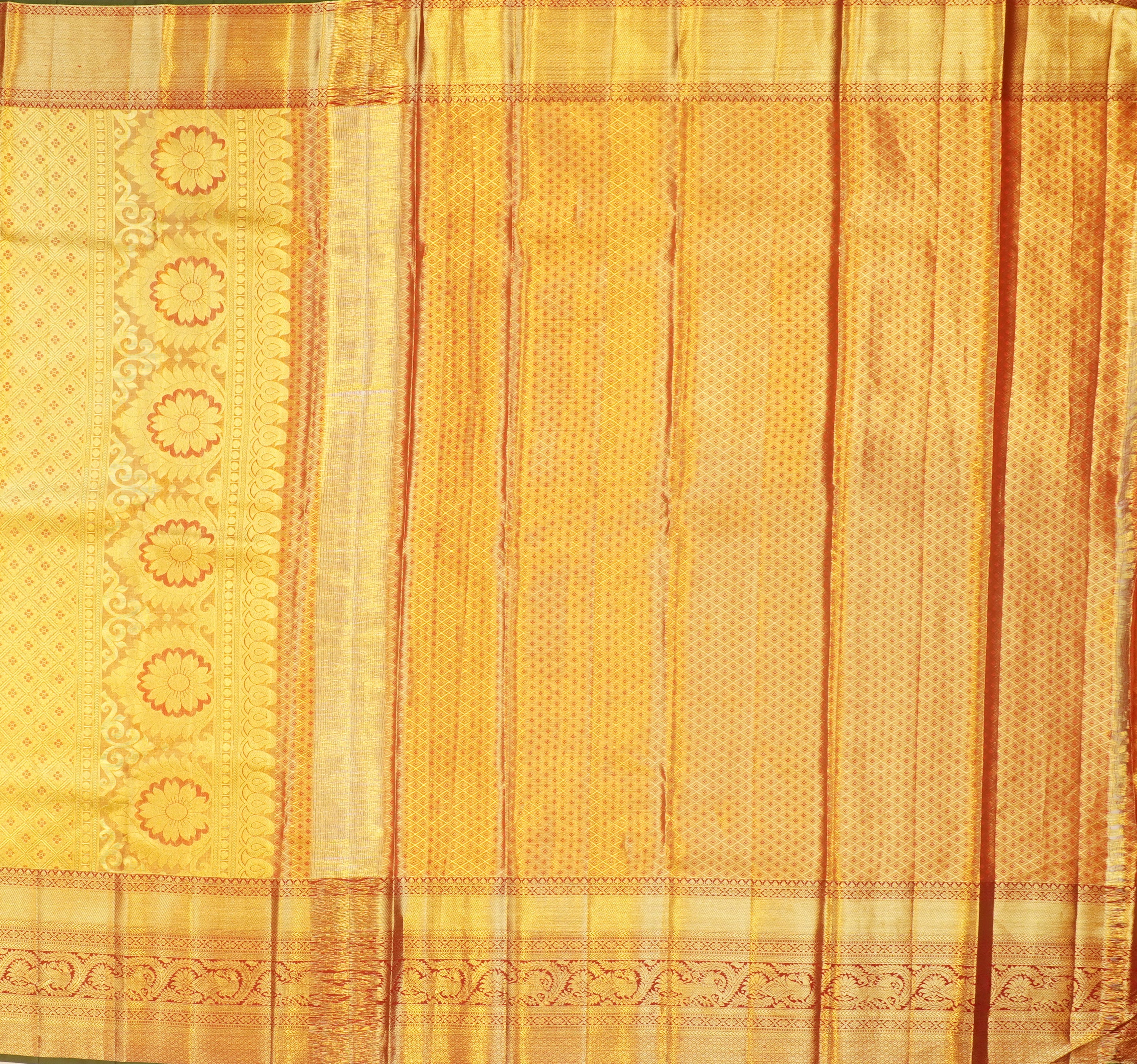 JSB- 9718 | Maroon & Green Pure Kanchi Tissue Patttu Saree