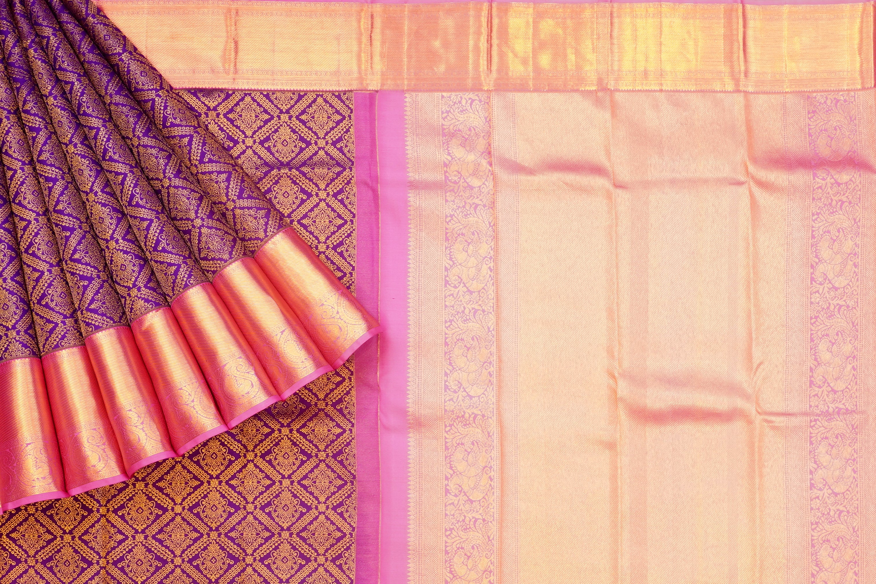JSB- 10285 | Violet & Pink Pure Kanchi Pattu Saree
