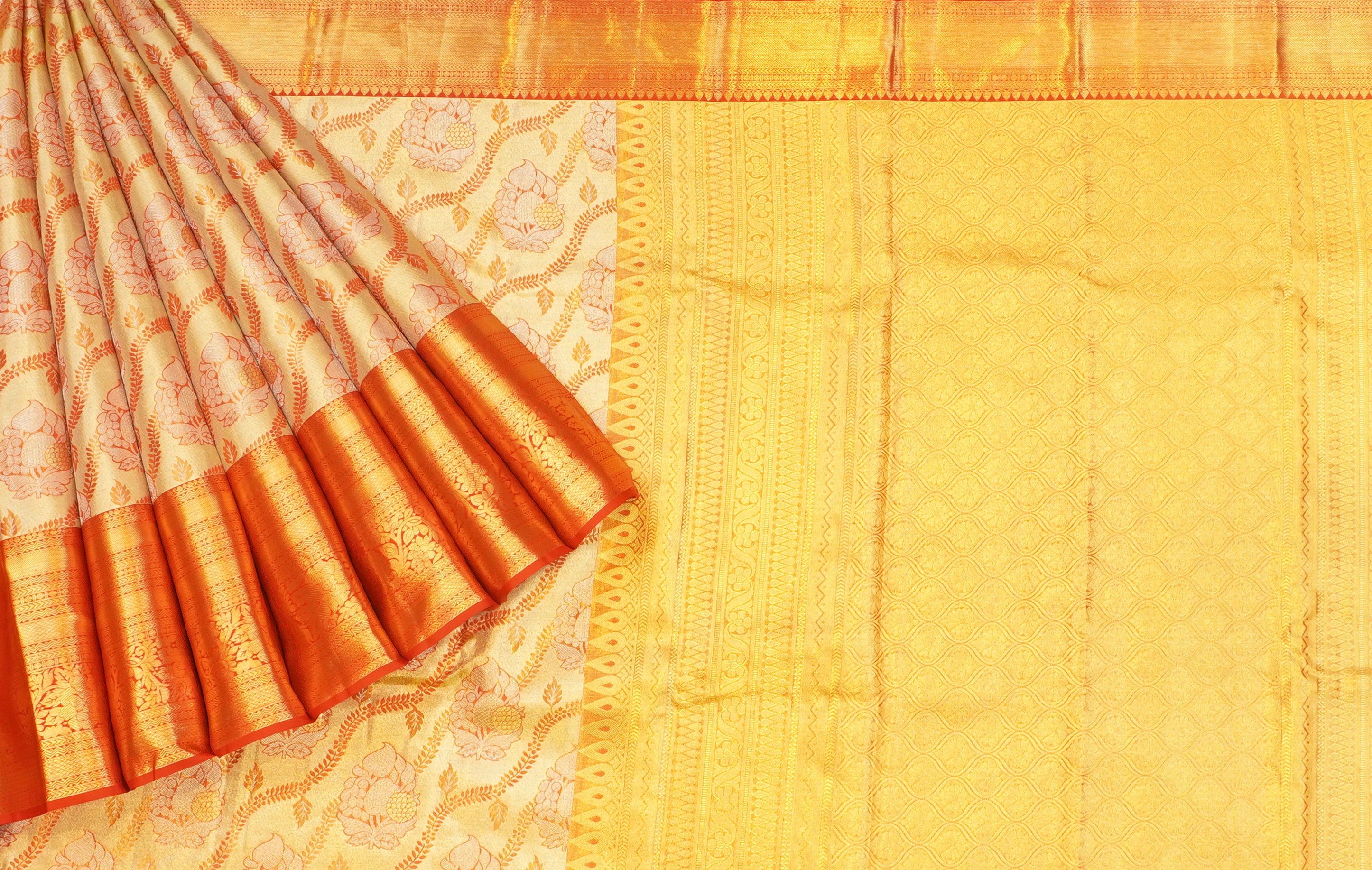 JSB- 9730 | Gold & Red Pure Kanchi Tissue Patttu Saree