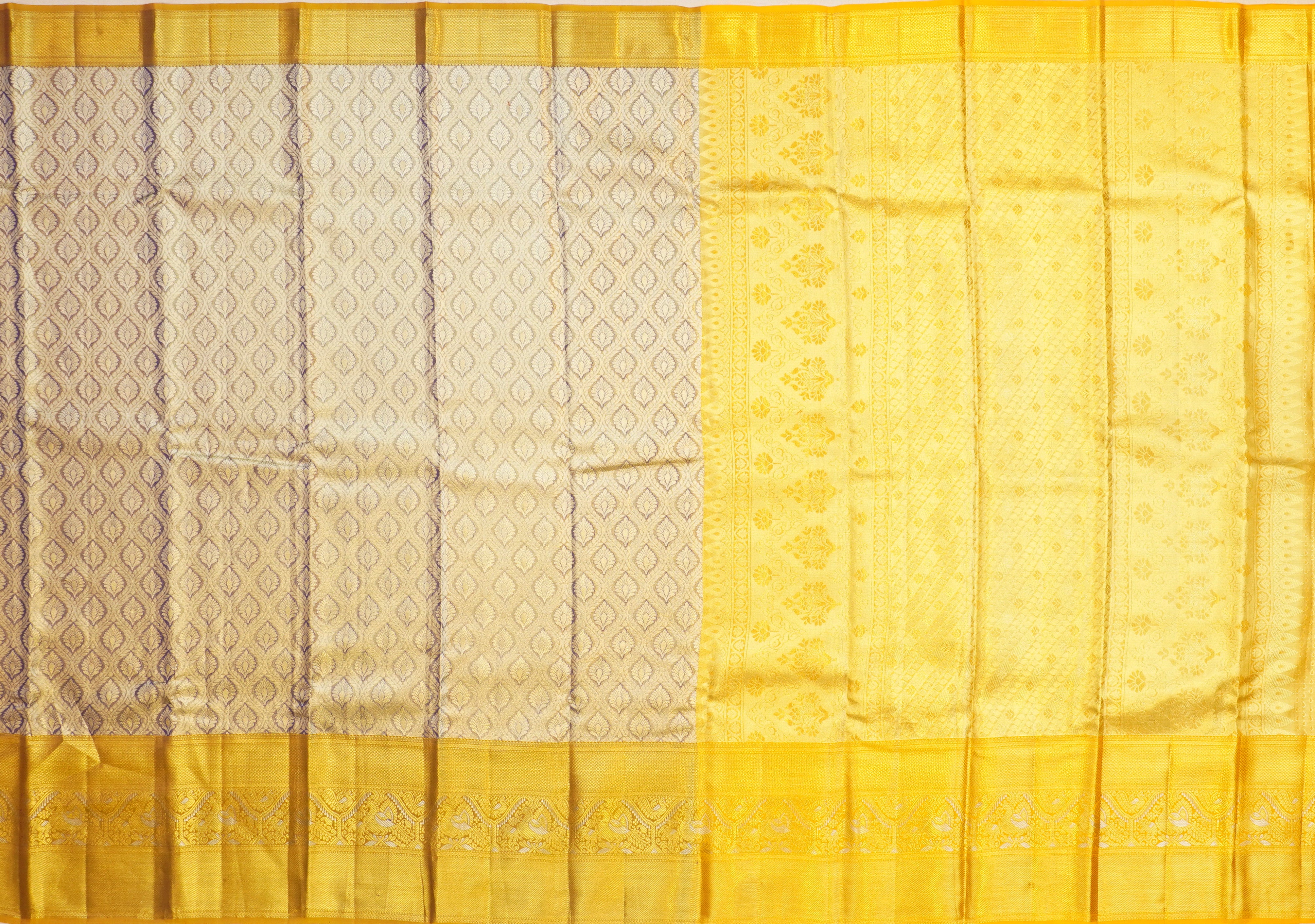 JSB- 9722 | Violet & Mehndi Green Pure Kanchi Tissue Patttu Saree