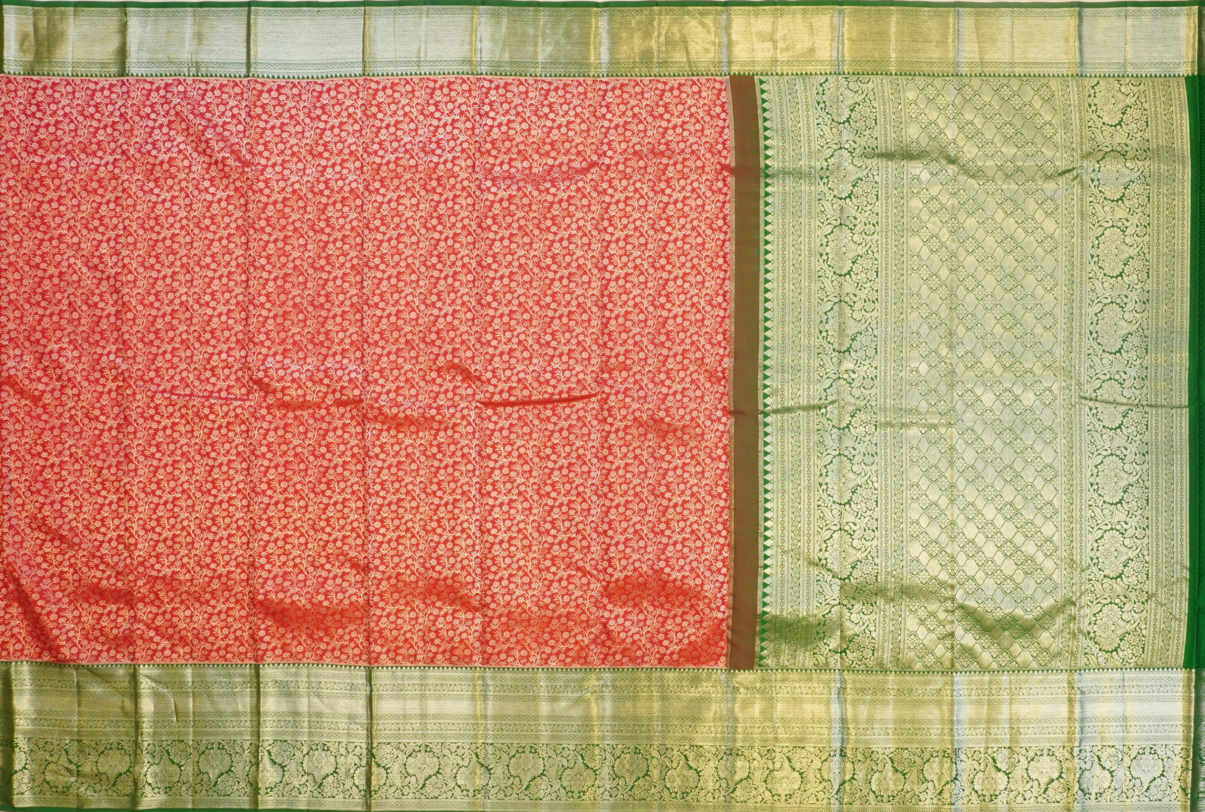 JSB- 9732 | Pink & Green Pure Kanchi Parinaya Pattu Saree