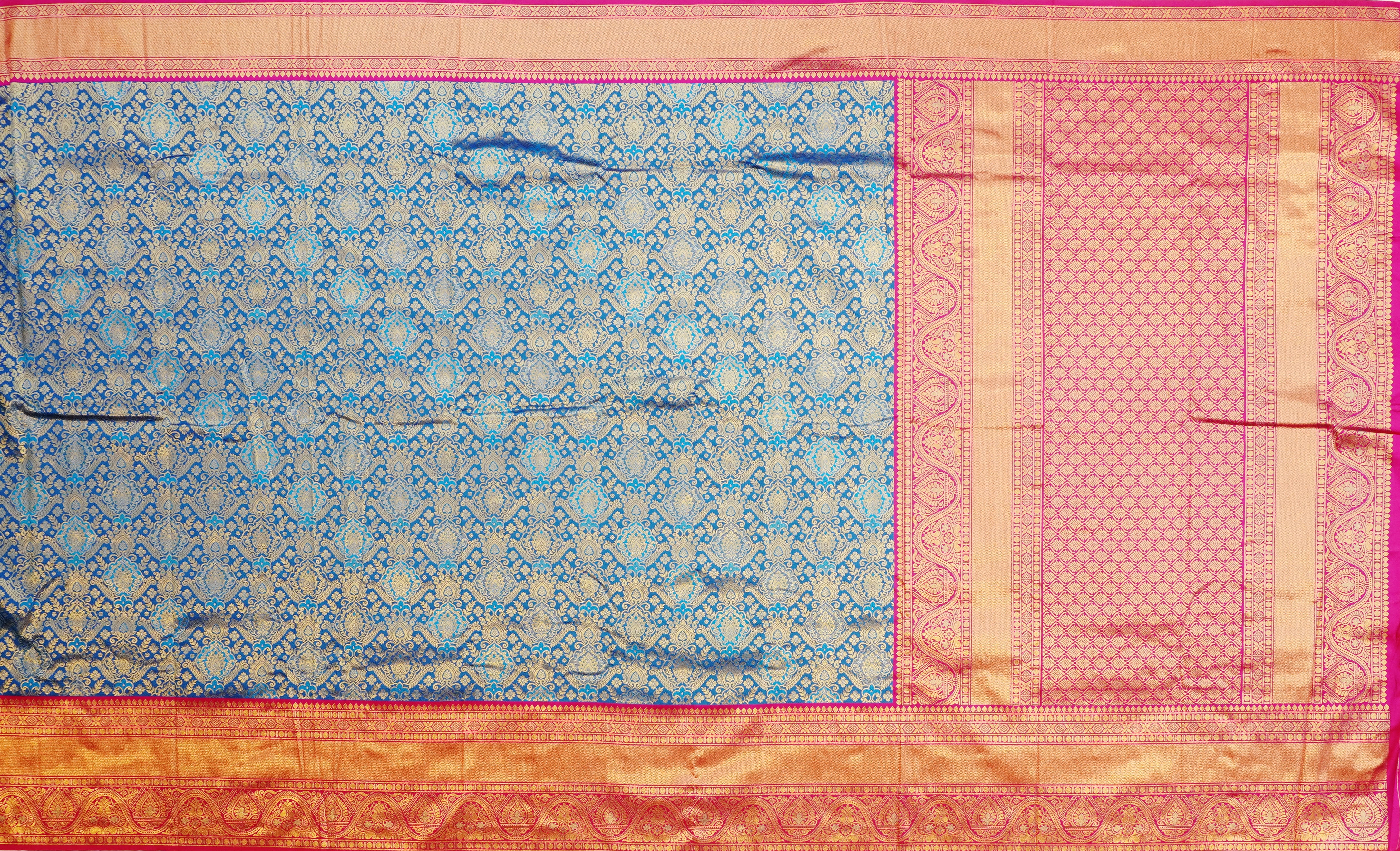 JSB- 10444 | Blue & Pink Kathan Silk Saree