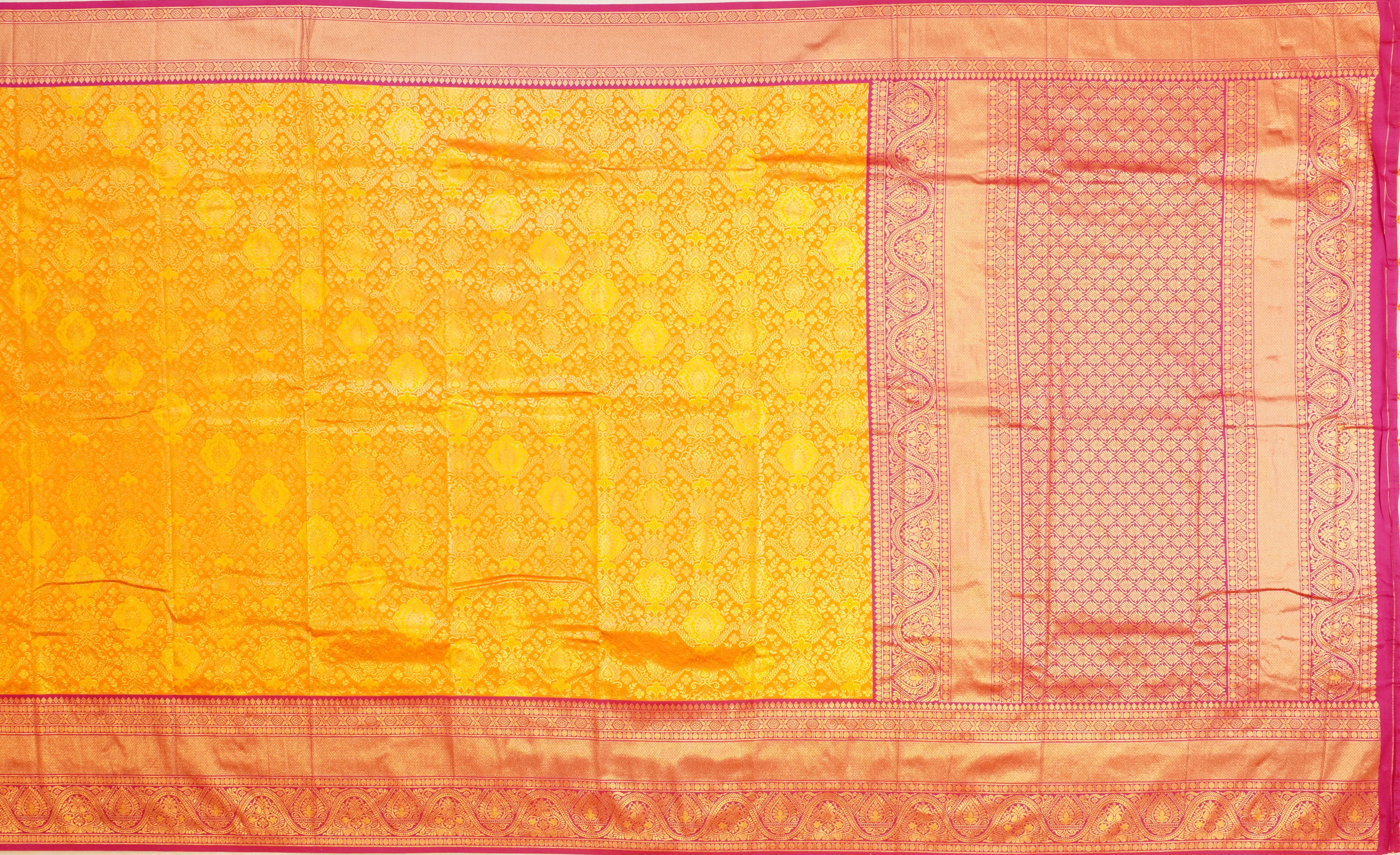 JSB- 10445 | Orange & Pink Kathan Silk Saree
