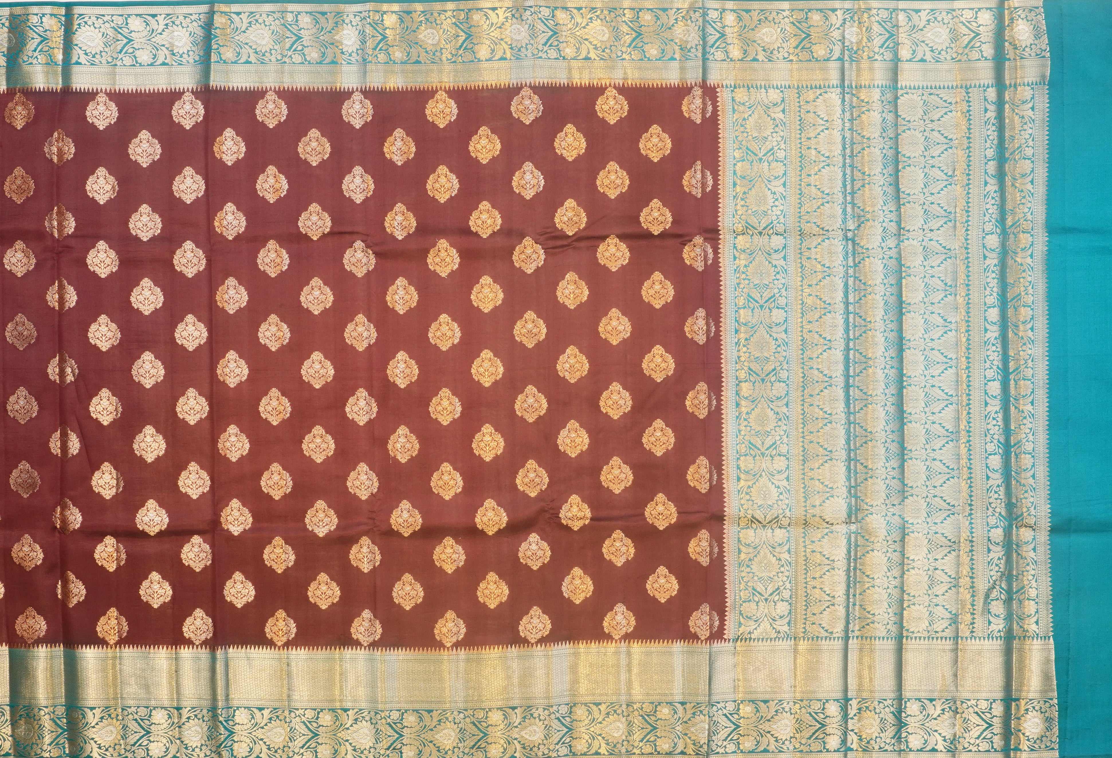 JSB- 10314 | Purple & Rama Green Pure Dupiyana Silk Saree