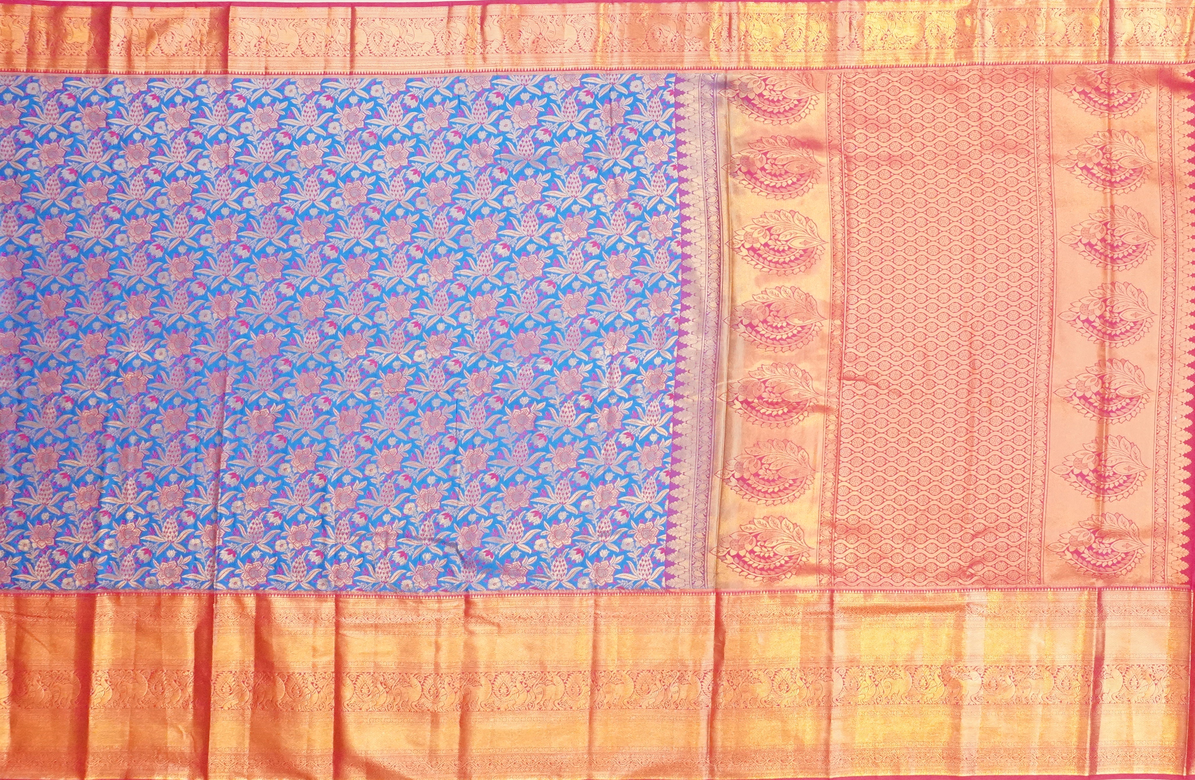 JSB- 10053 | Pink & Green Kanchi Pattu Saree