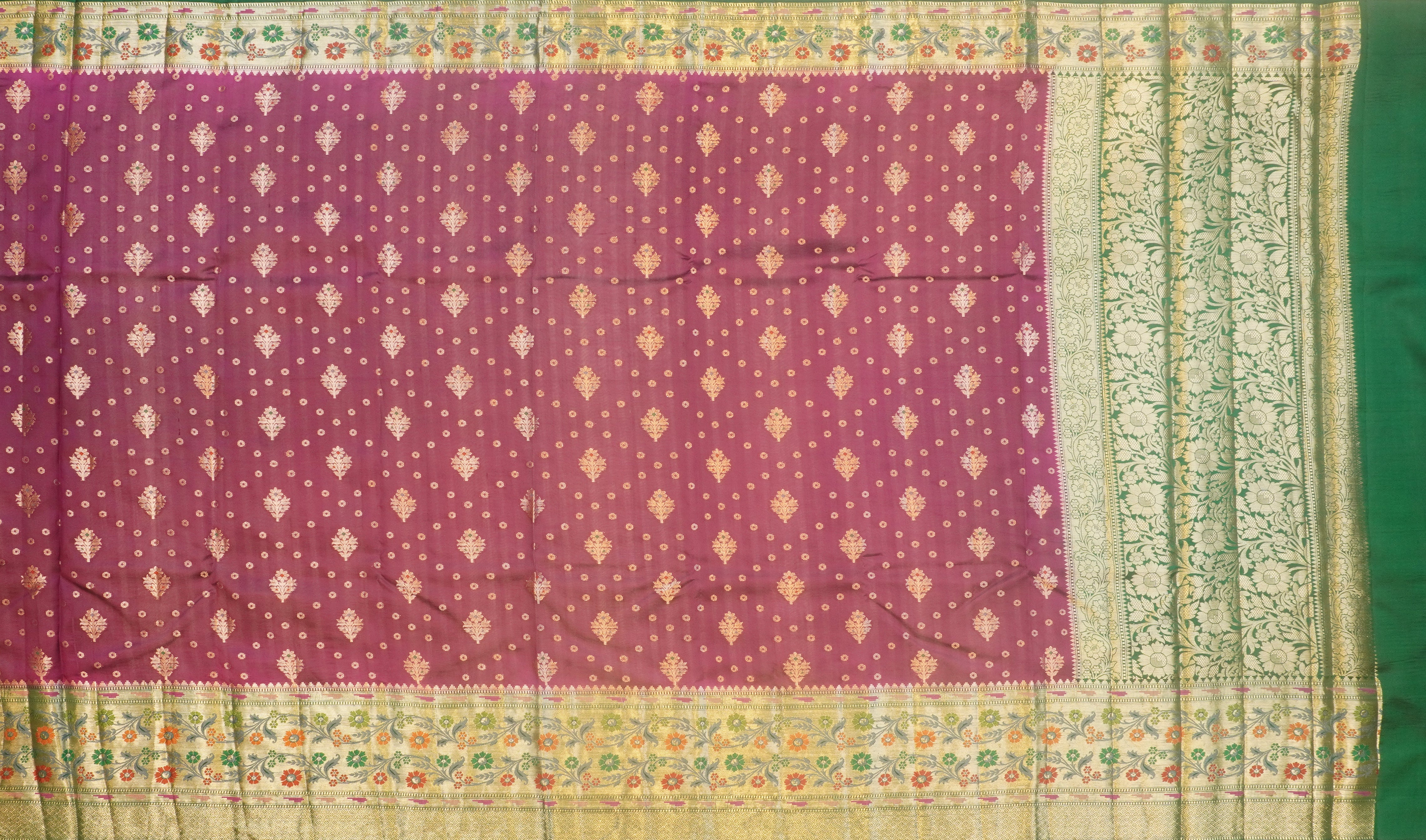 JSB- 10302 | Purple & Green Pure Dupiyana Silk Saree