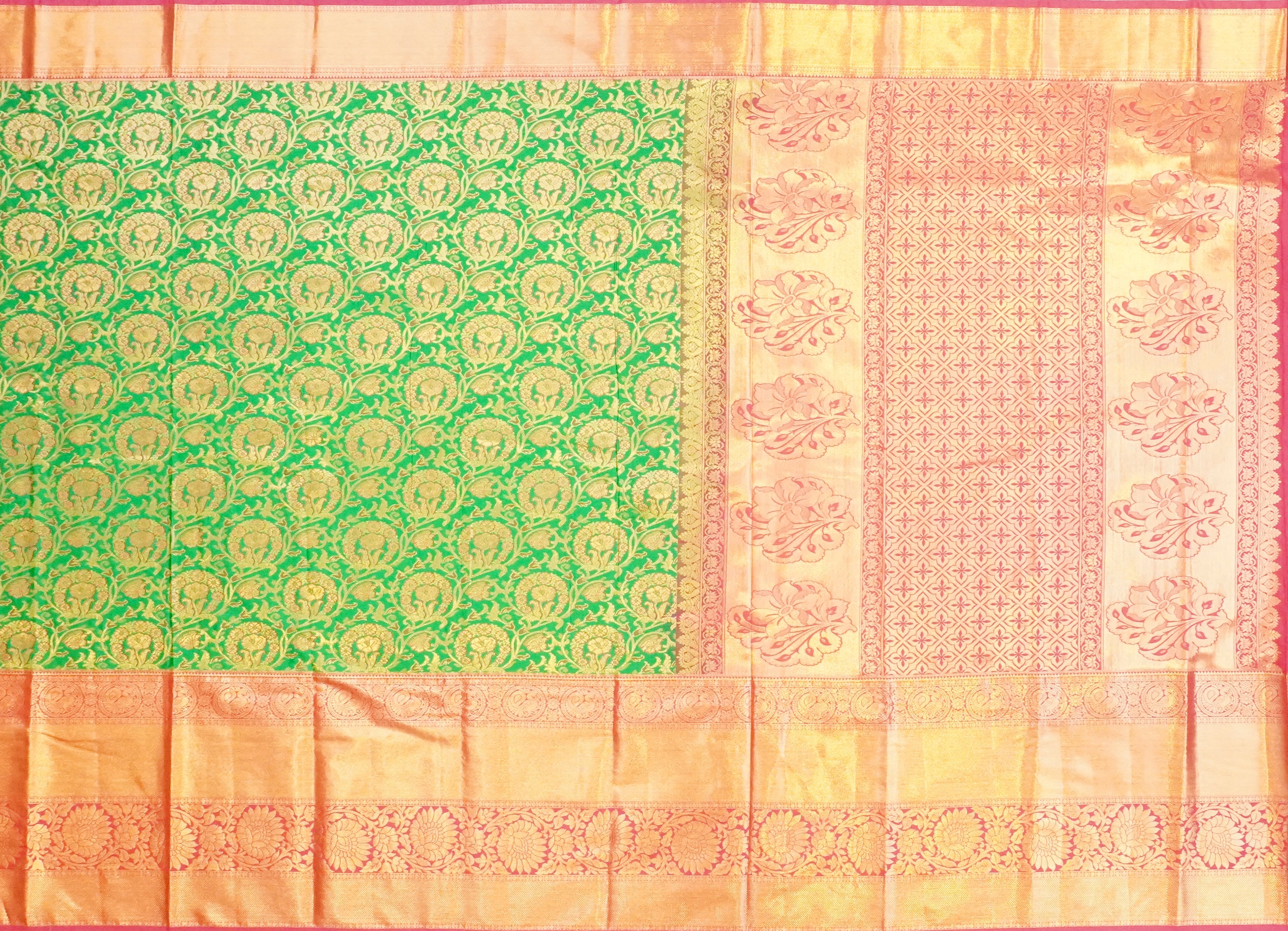 JSB- 10054 | Green & Pink Kanchi Pattu Saree