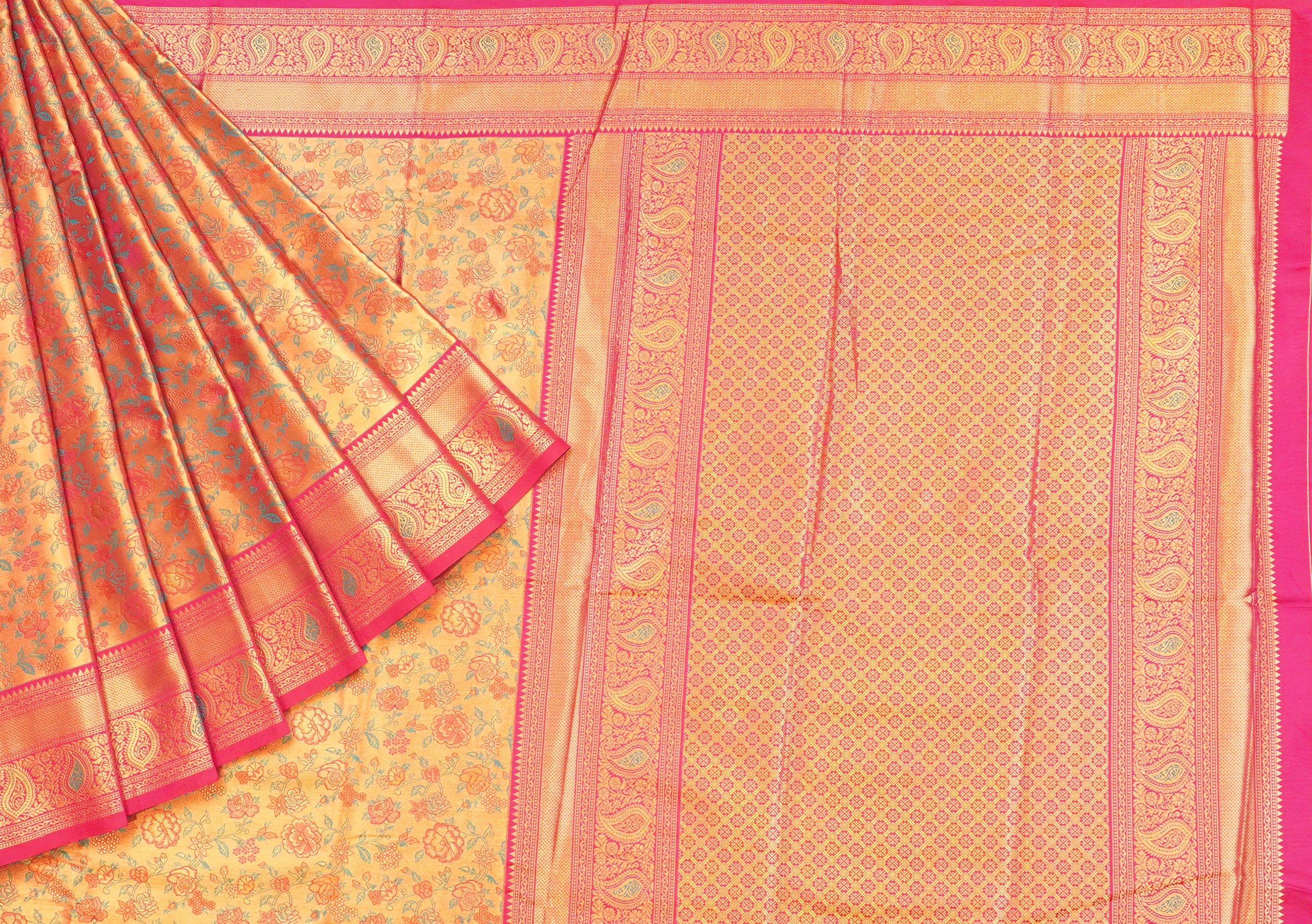 JSB- 10437 | Pink Kathan Tissue Saree