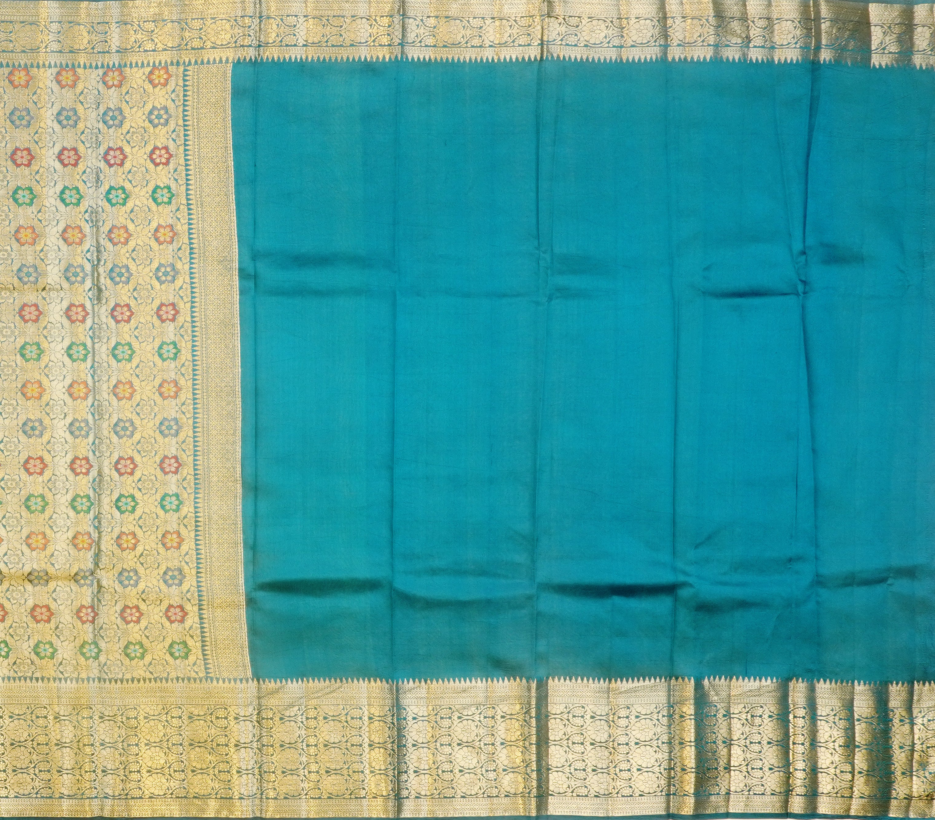 JSB- 10306 | Yellow & Blue Pure Dupiyana Silk Saree