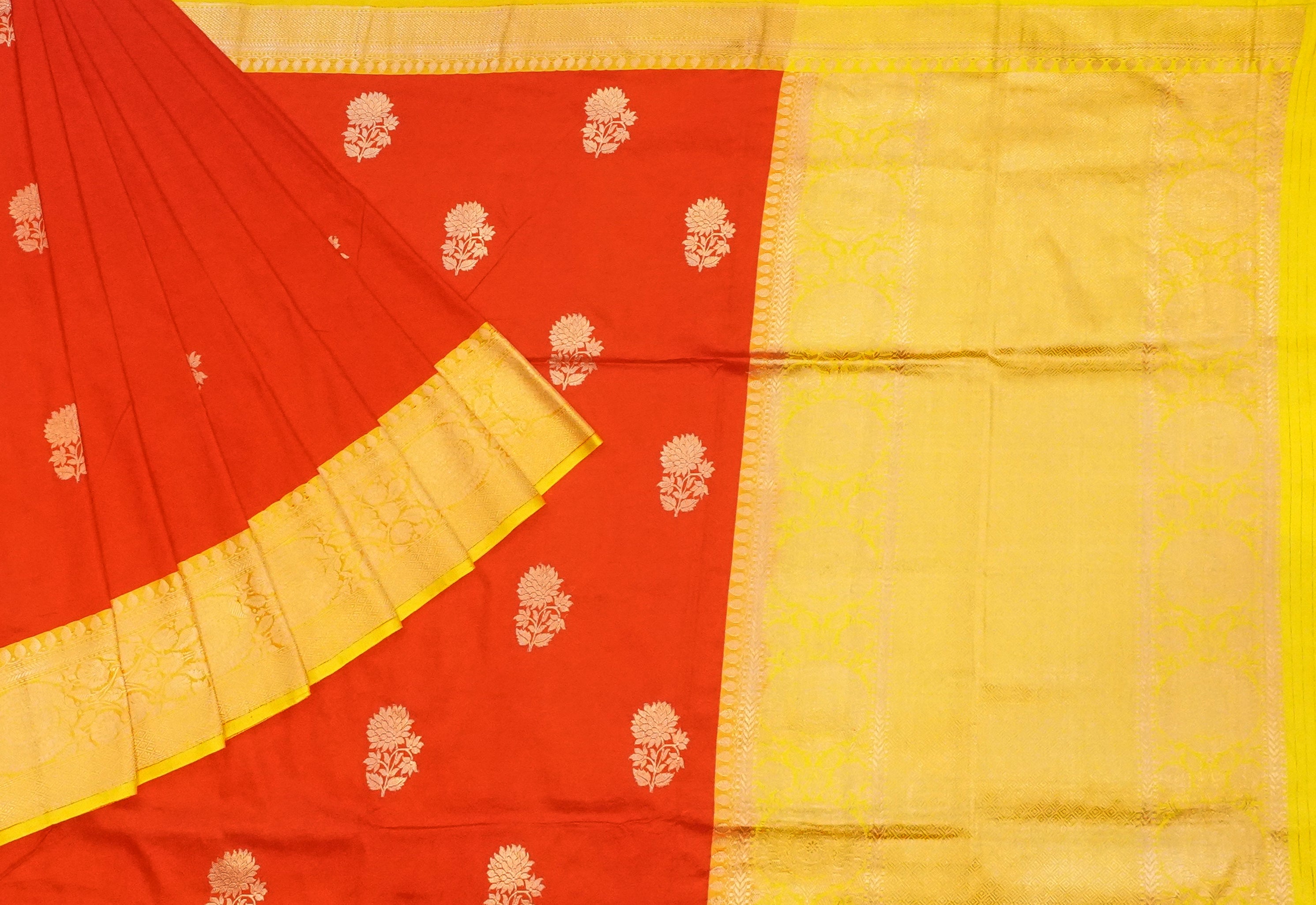 JSB- 10141 | Red & Yellow Banaras Pattu Saree
