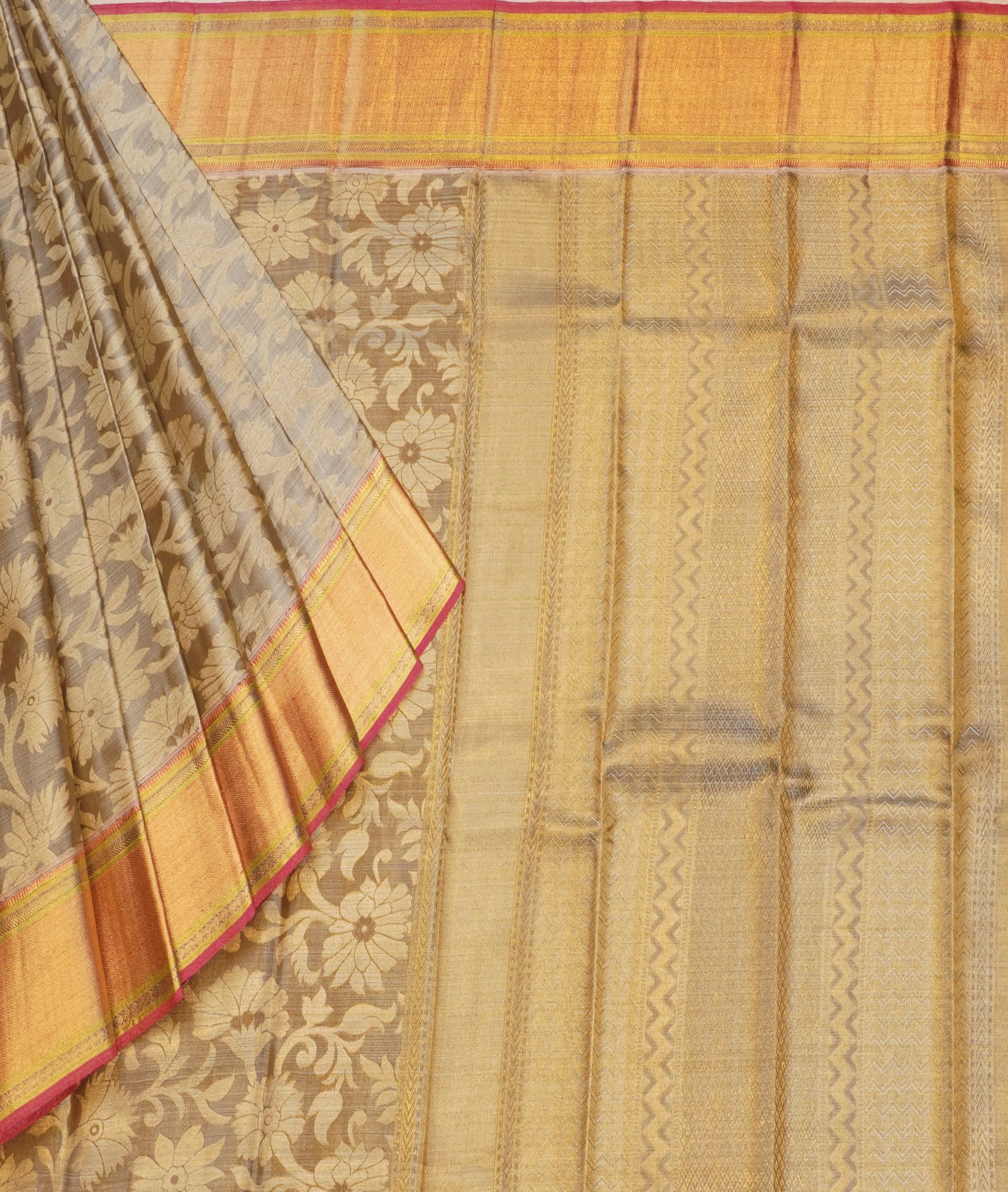 JAS - 004 | Grey Pure Kanchi Phadiya Pattu | Weavers Special Discount Saree