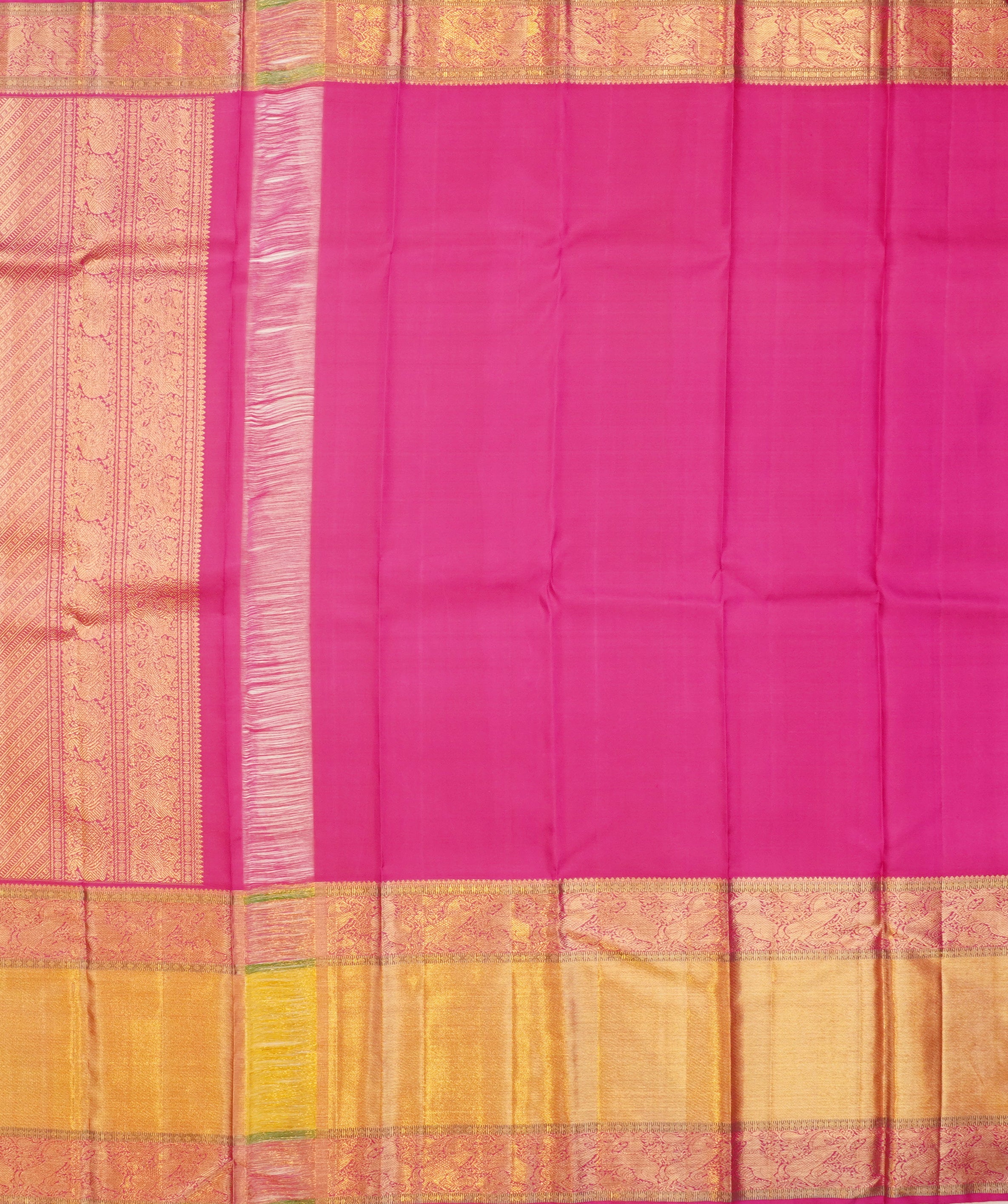 JAS -14 | Green & Pink Pure Kanchi Pattu | Weavers Special Discount Saree