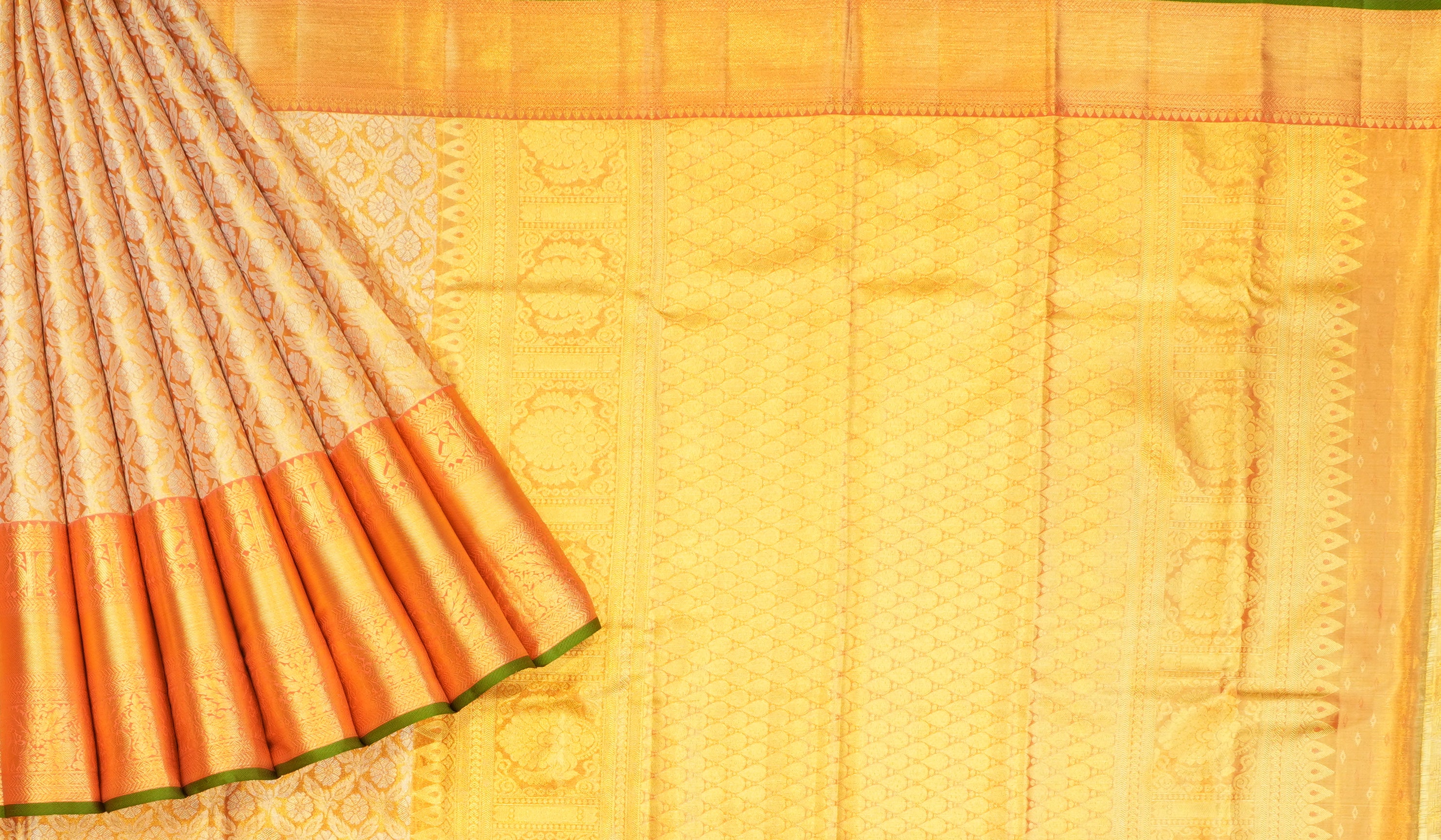 JSB- 8997 | Peach Pure Kanchi Tissue Pattu Saree