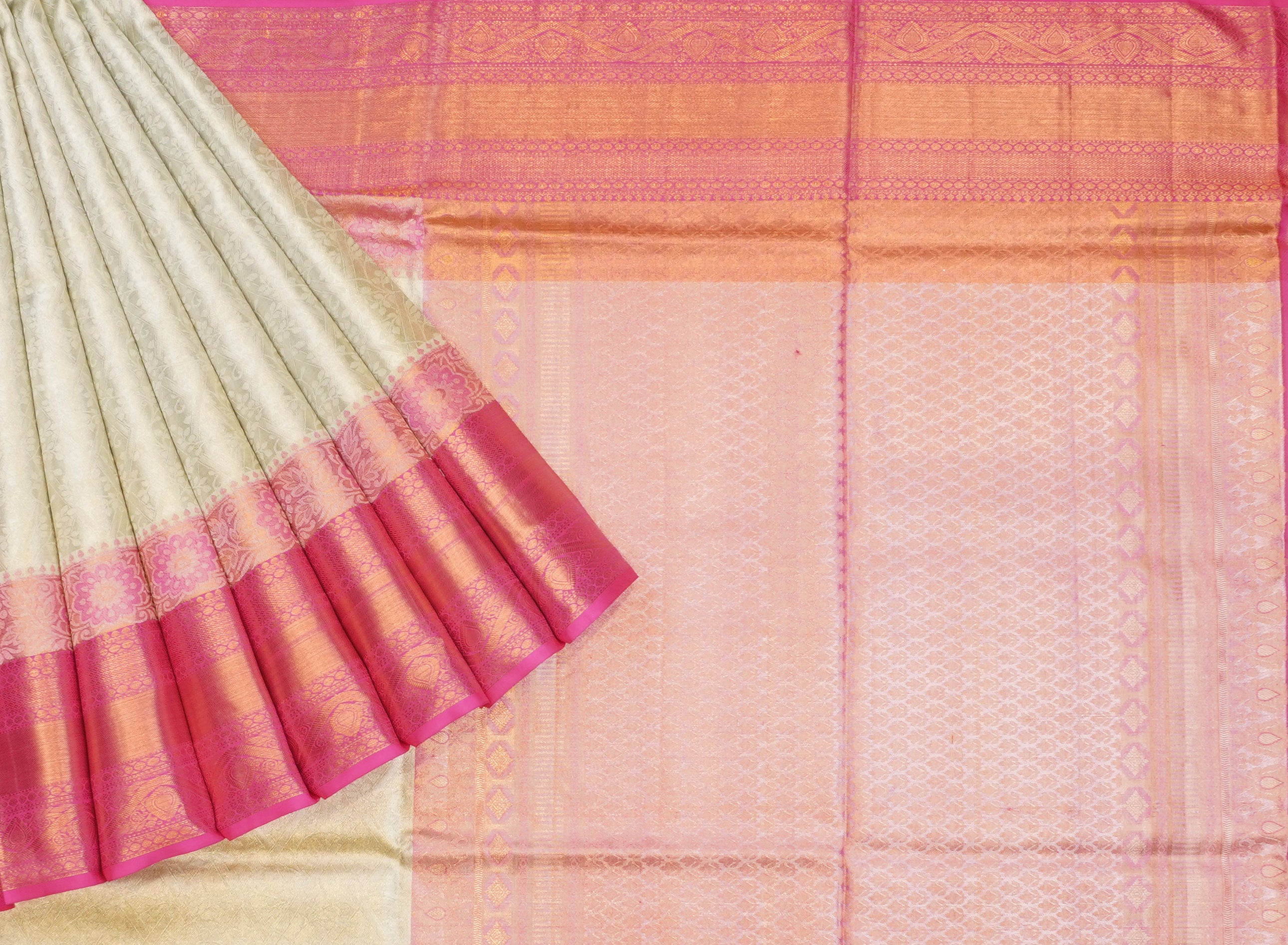 JAS - 007 | Pista Green & Pink Pure Kanchi Phadiya Pattu | Weavers Special Discount Saree