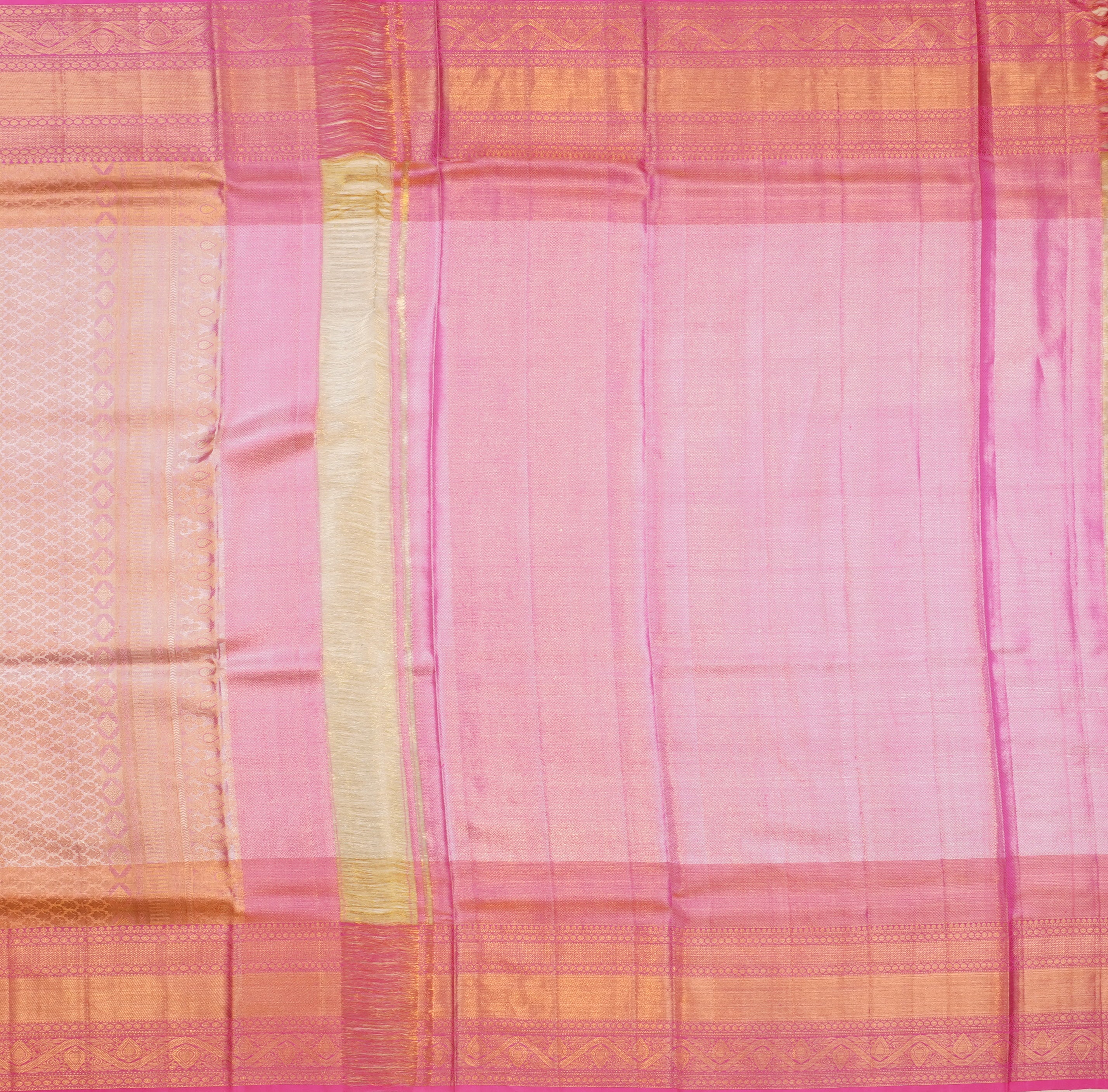 JAS - 007 | Pista Green & Pink Pure Kanchi Phadiya Pattu | Weavers Special Discount Saree