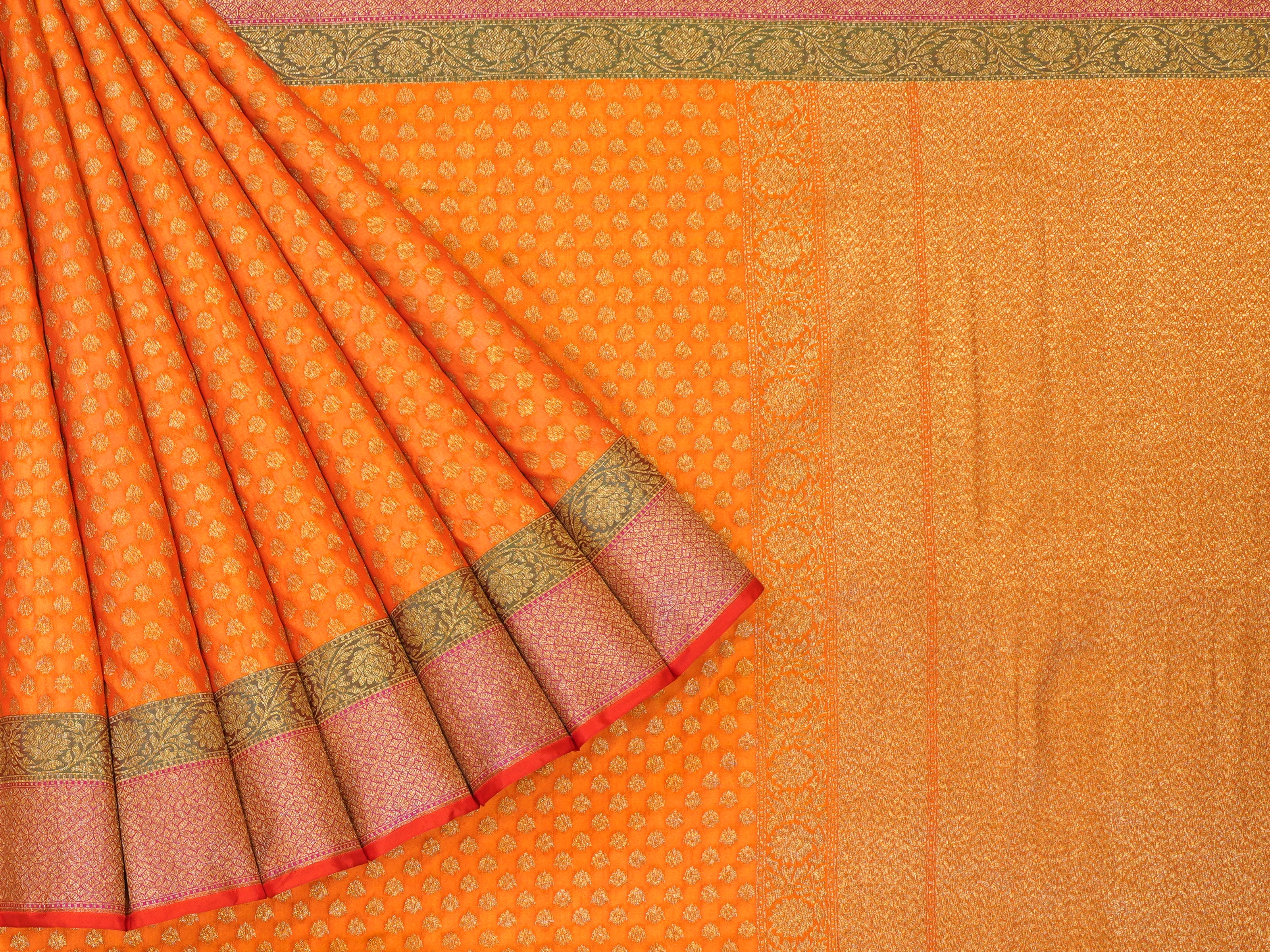 JSB-1654 | Orange Banaras Silk