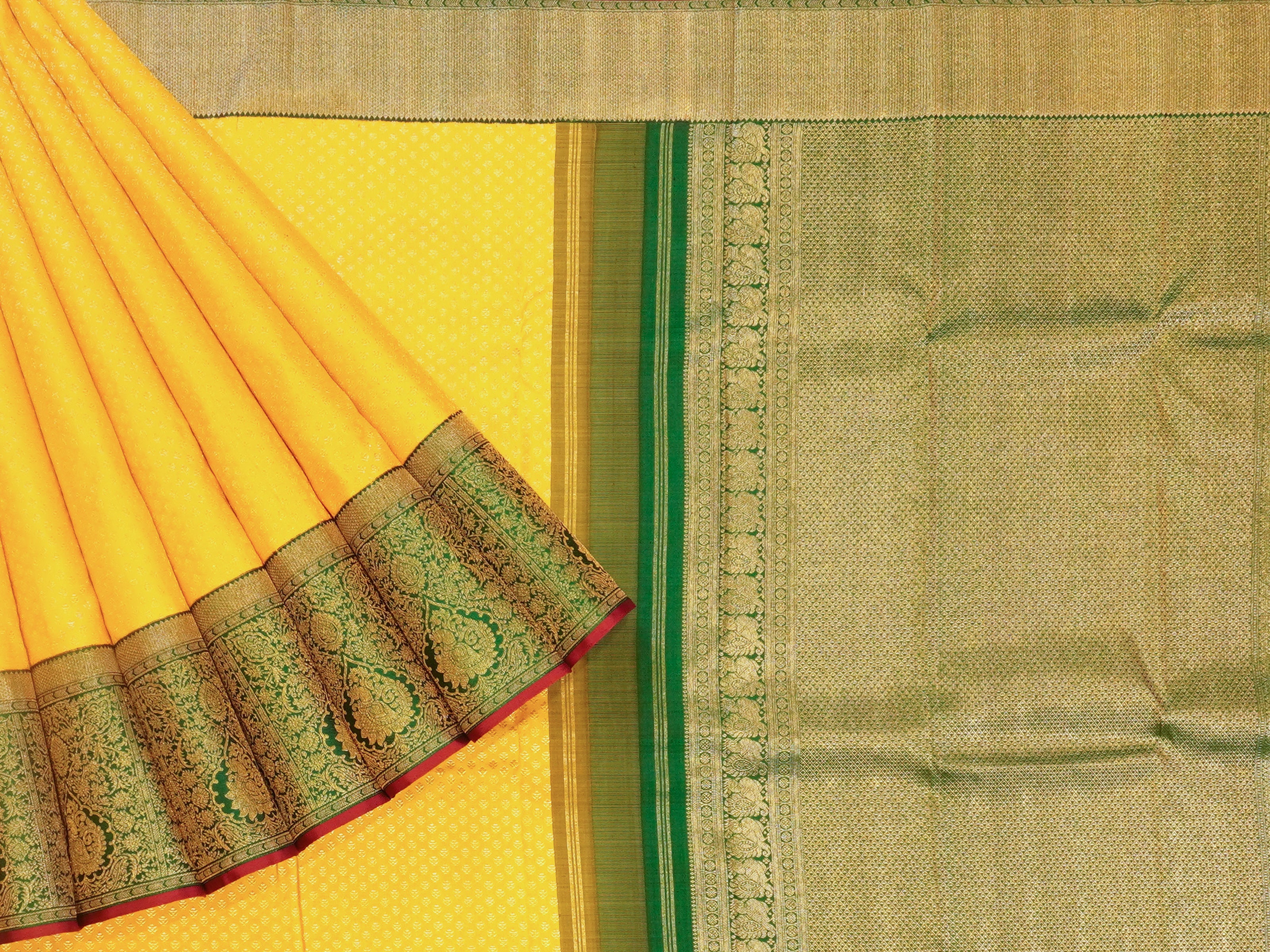 JSSB-269 | Yellow & Green Pure Kanchi Pattu Saree