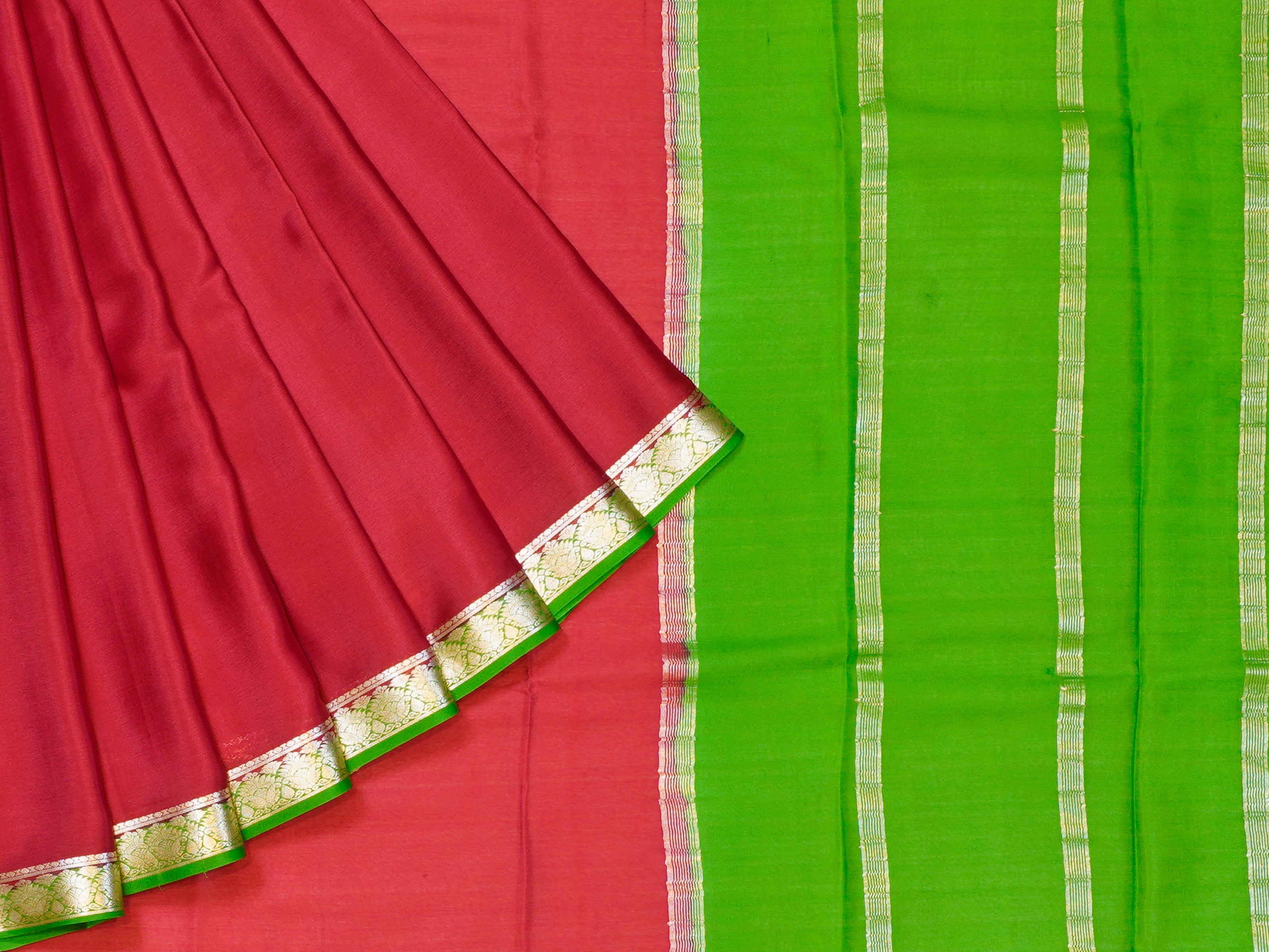 JSB-1781 | Maroon & Green Pure Binney Crepe Saree