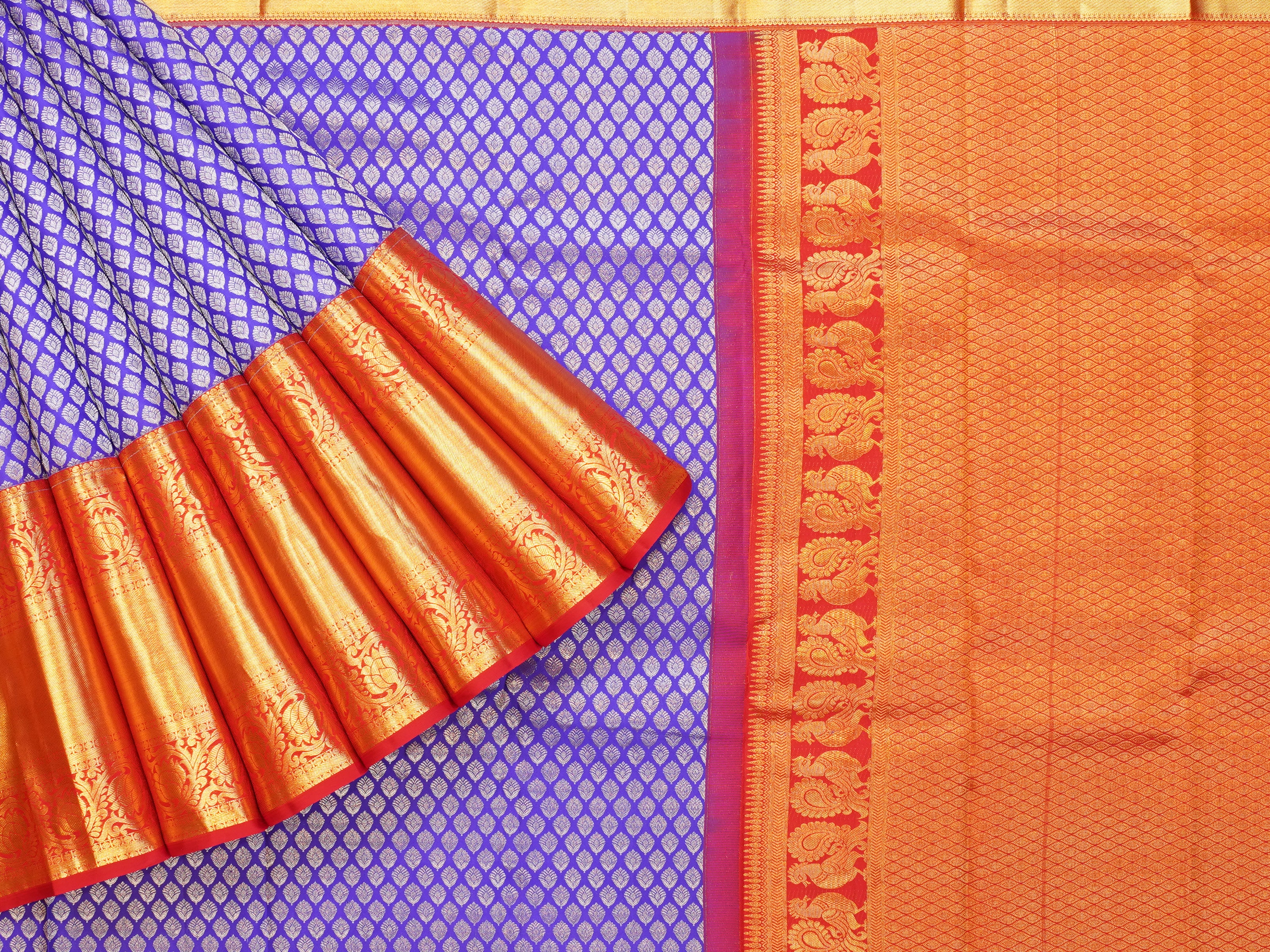 JSSB - 821| Royal Blue & Red Kanchi Pattu Saree