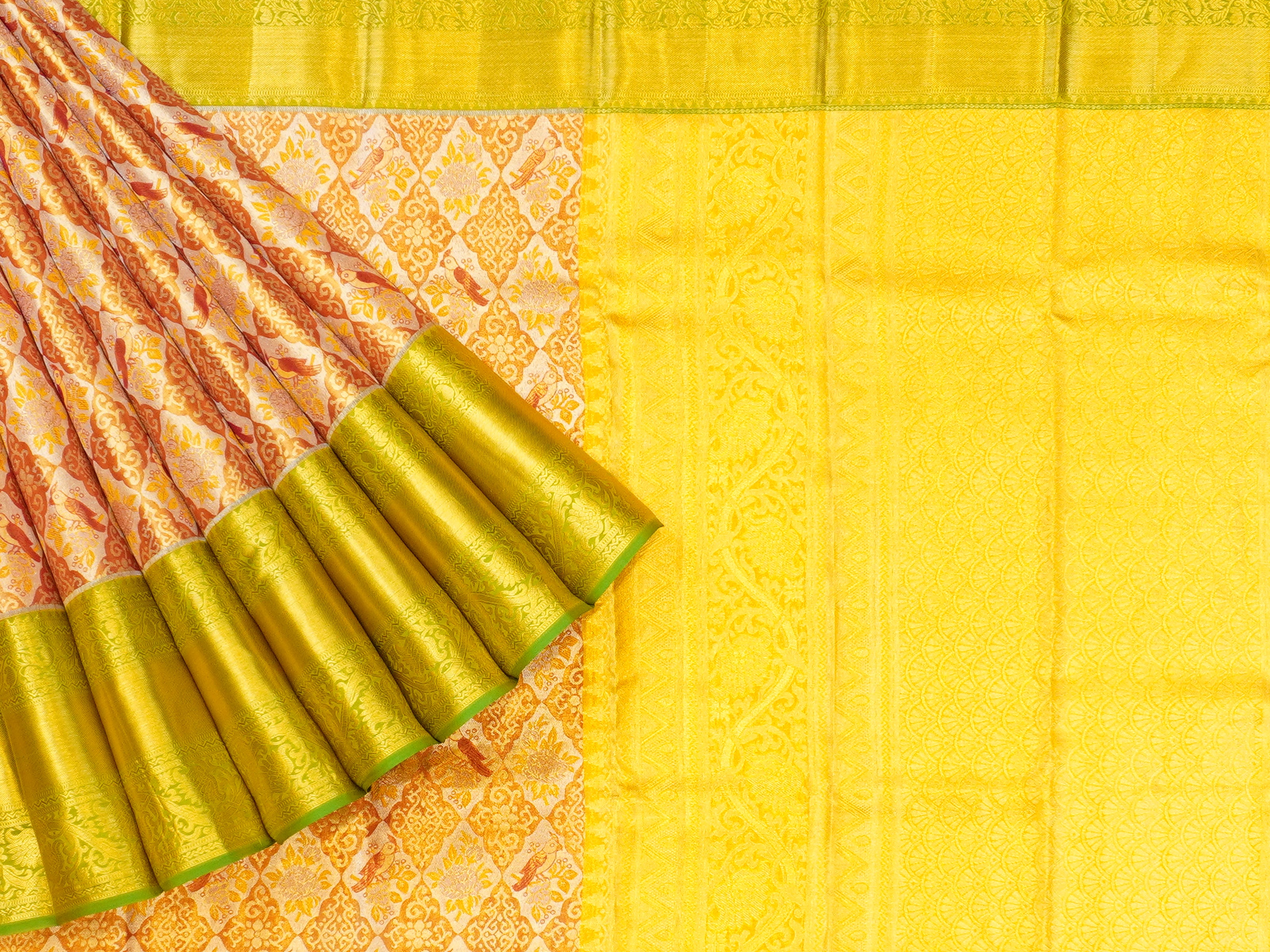 JSSB-49 | Yellow & Green Kanchipuram Tissue Pattu
