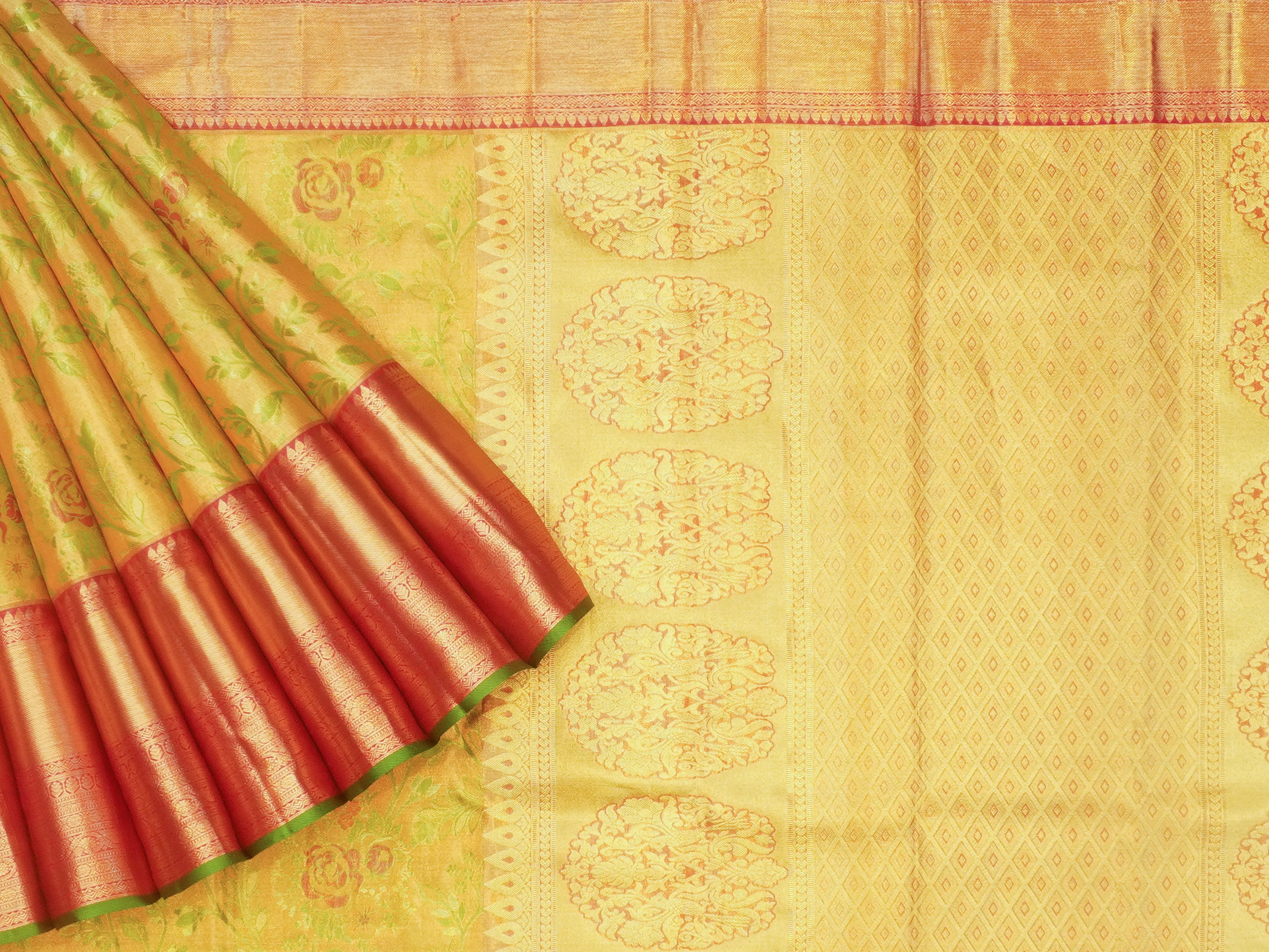 JSB-6751 | Gold & Pink Pure Kanchi Tissue Pattu