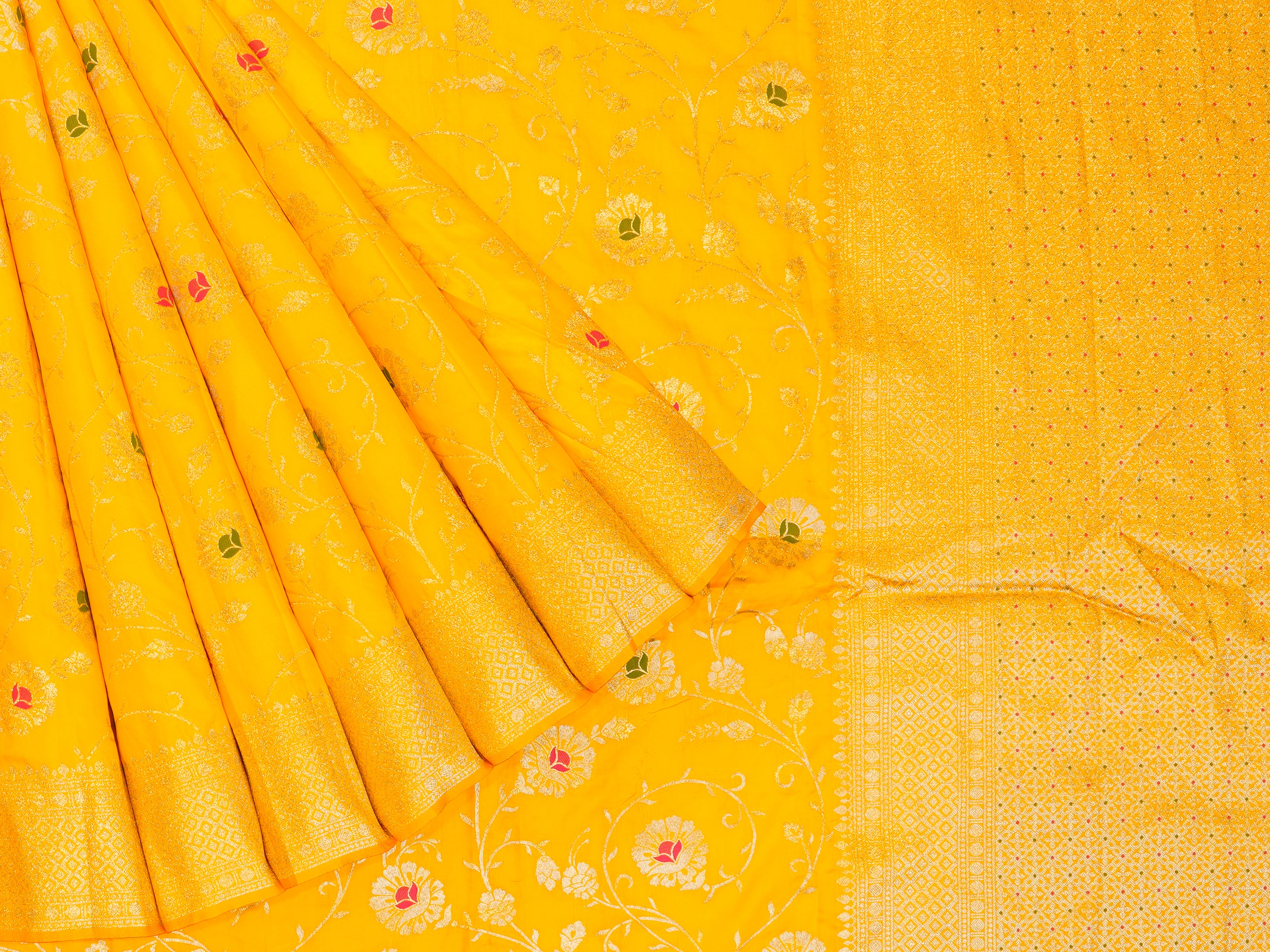 JSB-1726 | Yellow Banaras Silk Saree