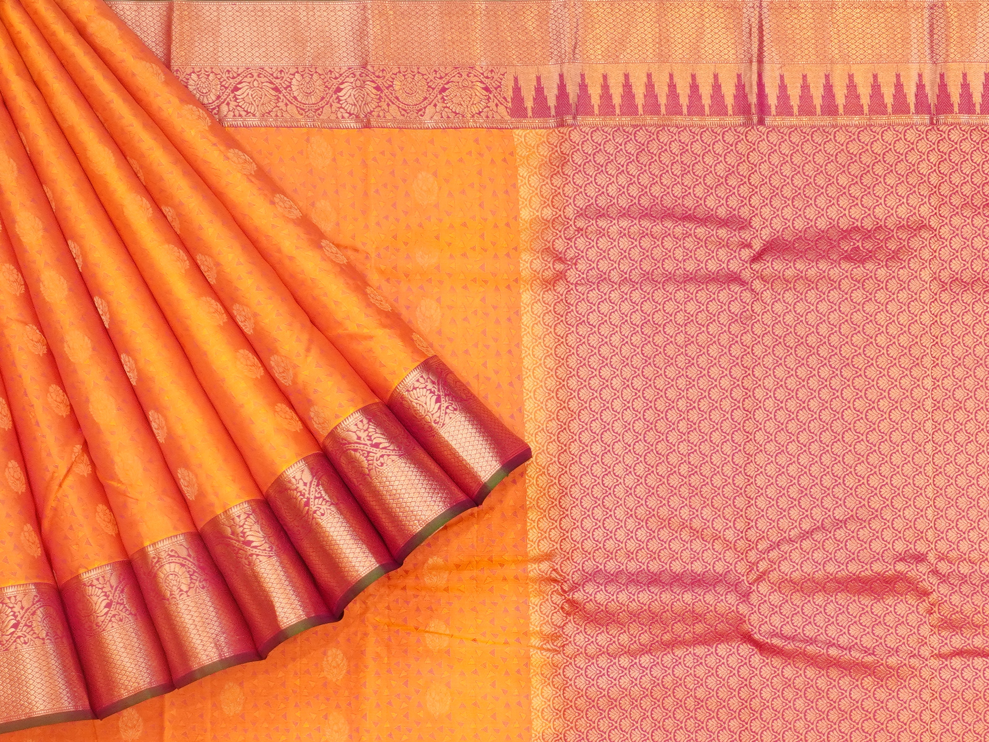 JSSB-423 | Peach & Pink Kollam Pattu Saree
