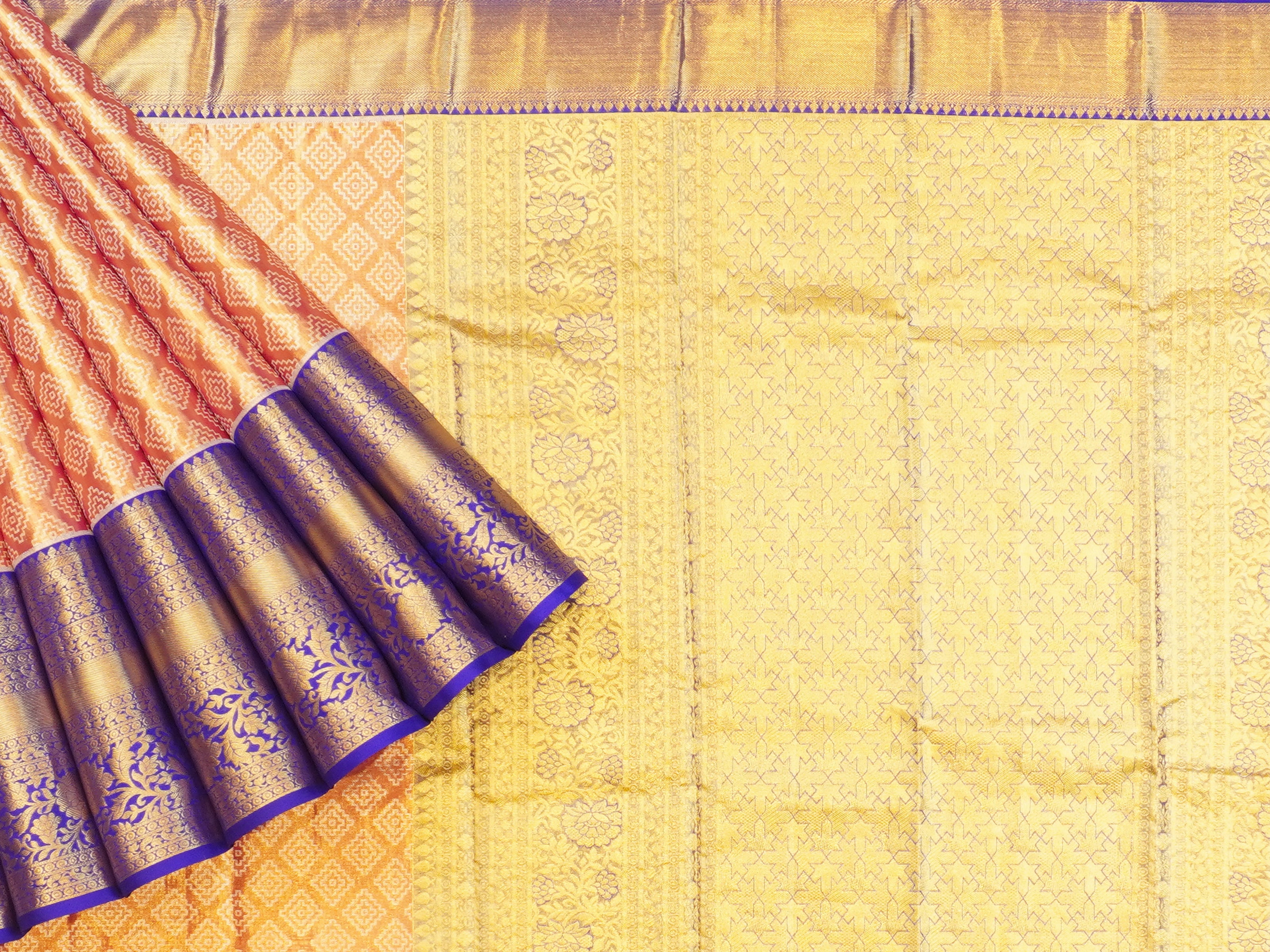 JSSB-96 | Onion Pink& Royal Blue Kanchipuram Tissue Pattu