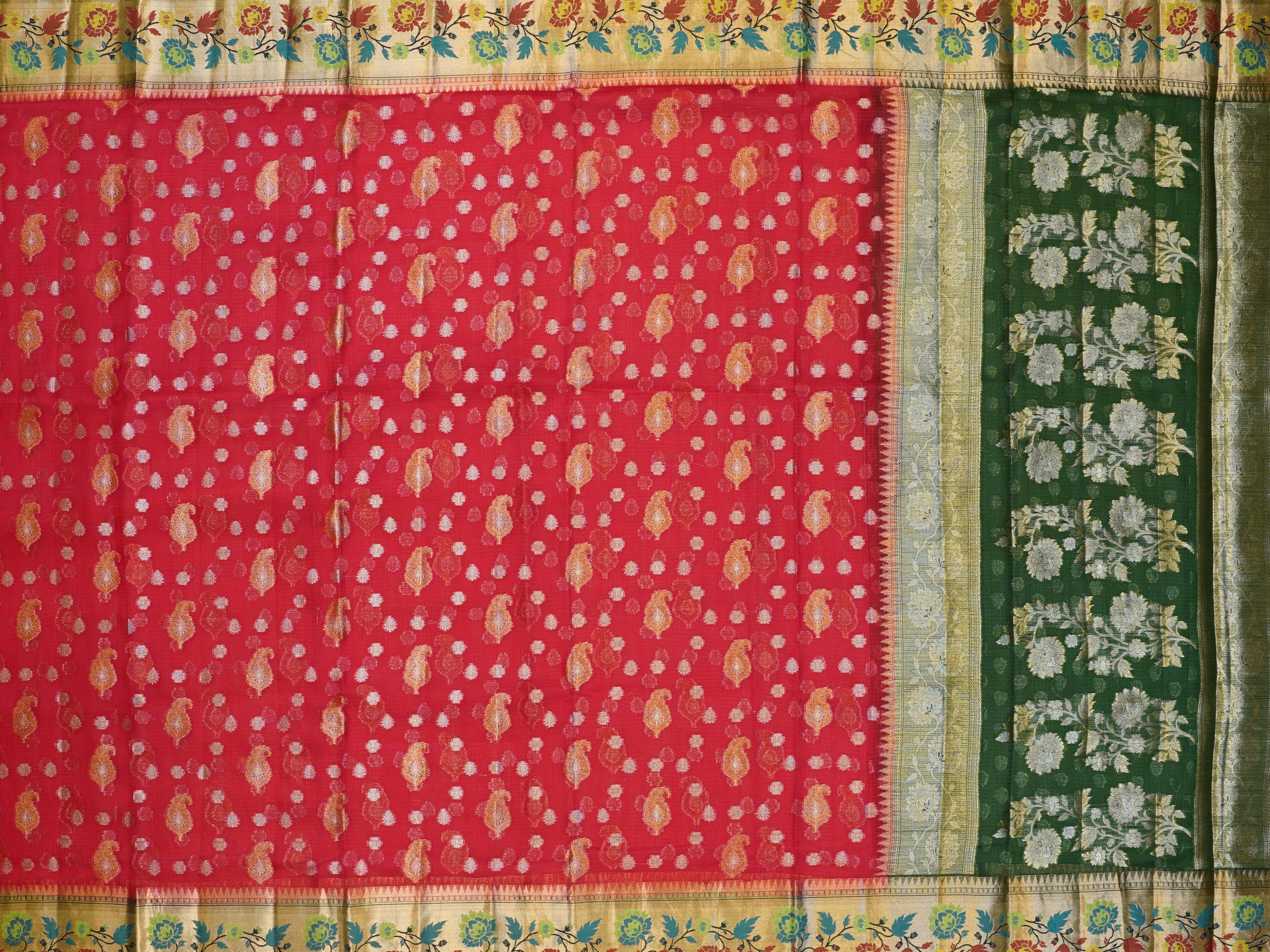 JSSB- 967 | Red & Green Pure Silk Kota Sarees